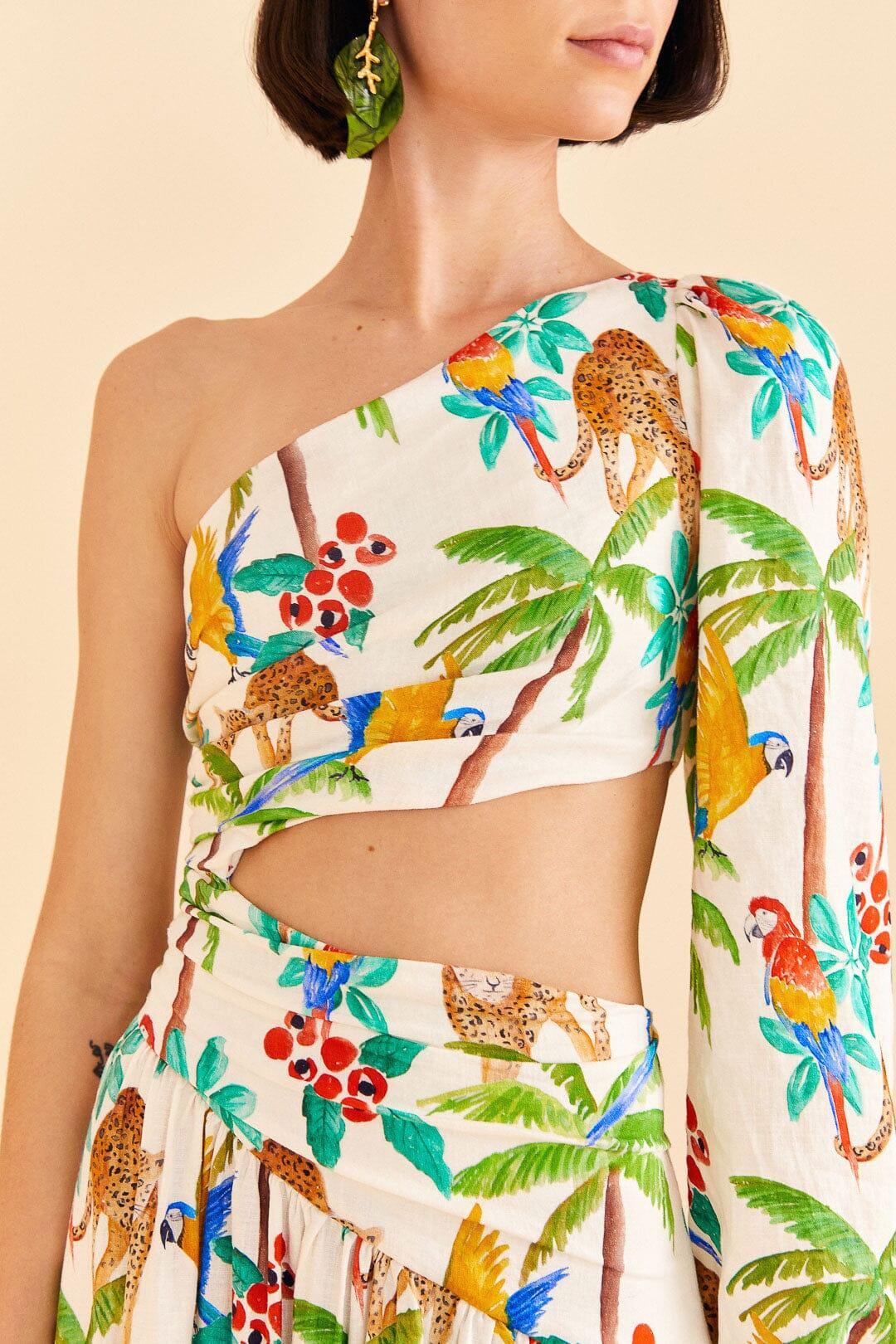 Tropical Paradise One Shoulder Midi Dress Product Image