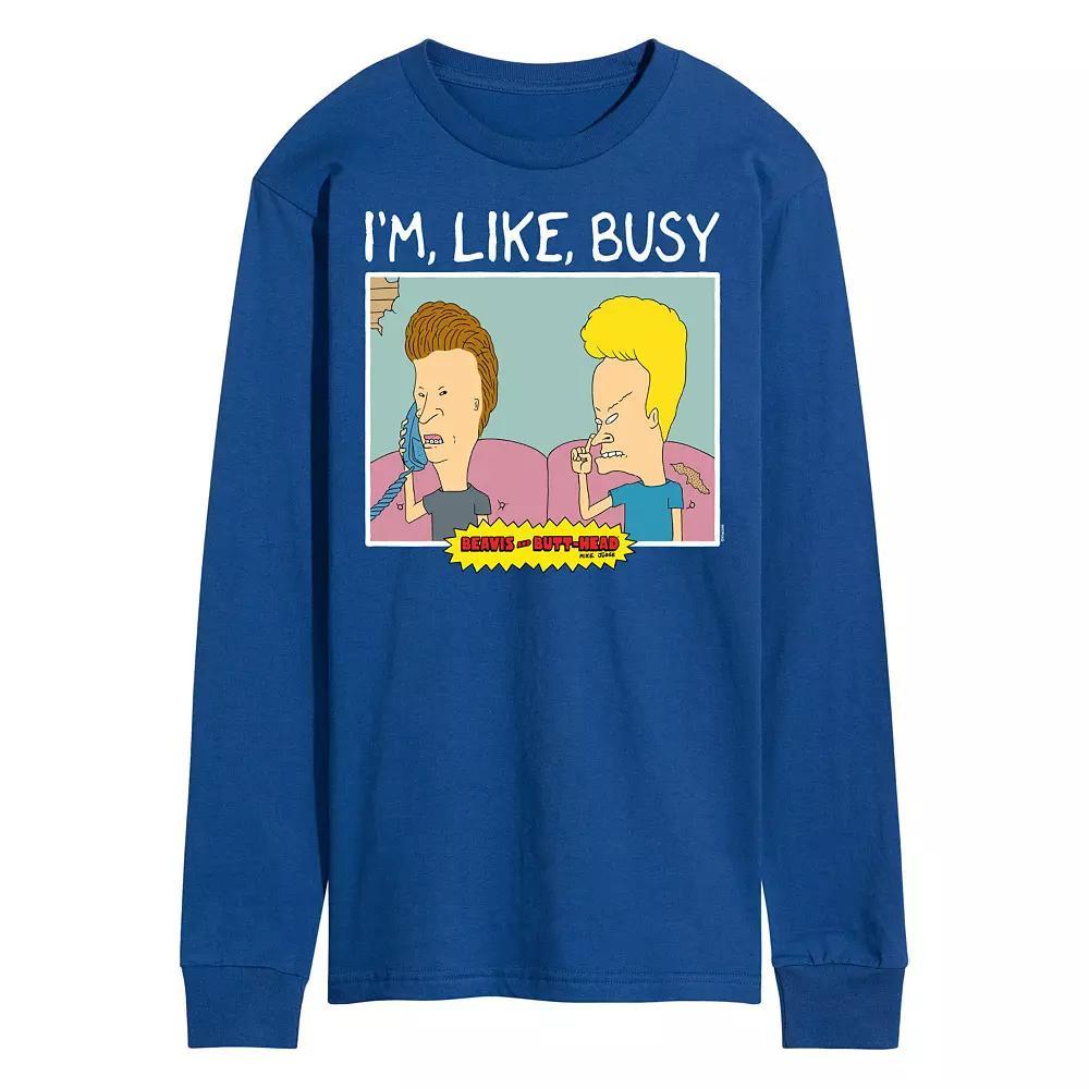 Men's Beavis And Butthead I'm Like Busy Long Sleeve Tee,  Product Image