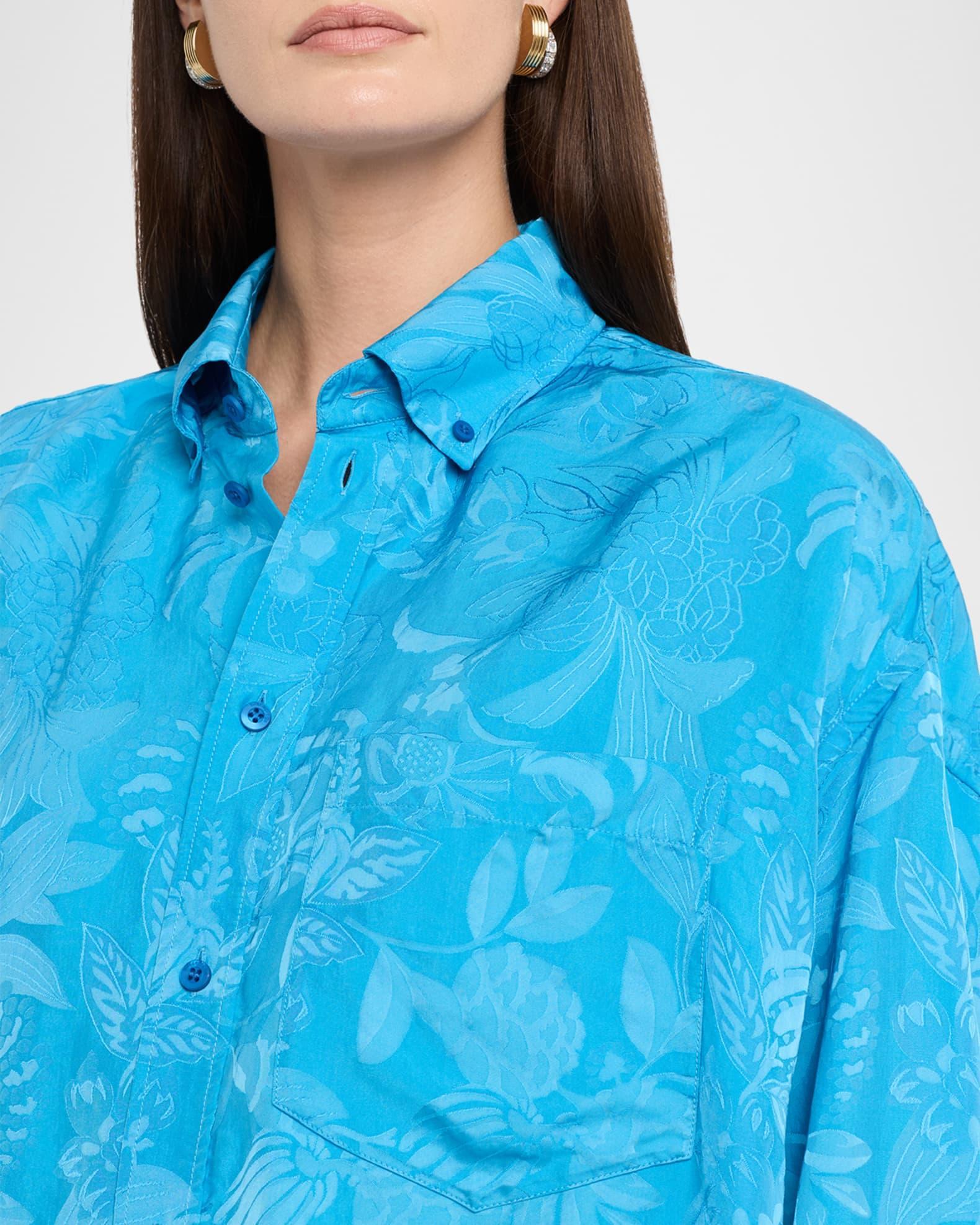 Long-Sleeve Button-Down Cocoon Shirt Product Image