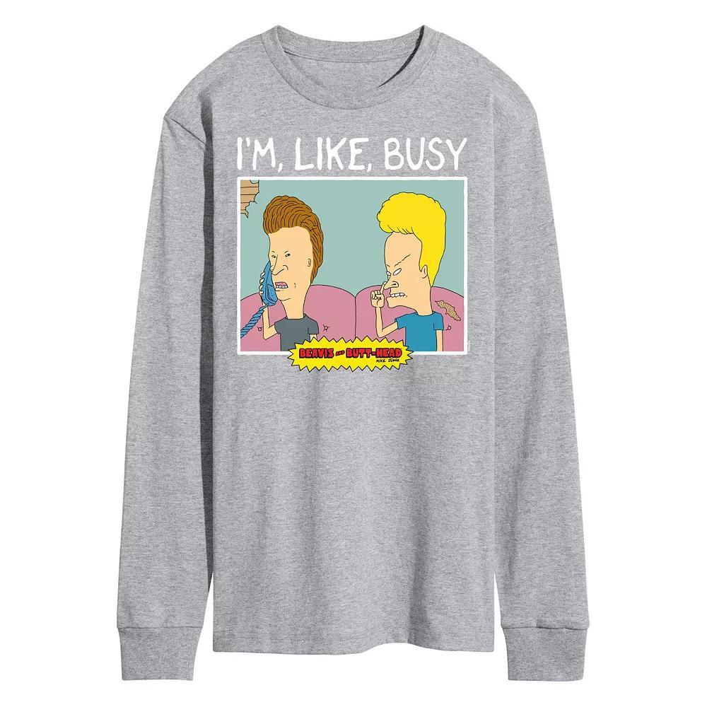 Men's Beavis And Butthead I'm Like Busy Long Sleeve Tee,  Product Image