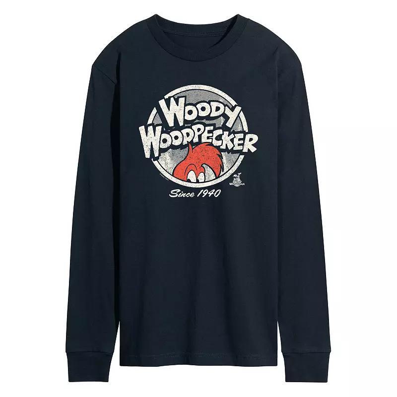 Men's Woody Woodpecker Vintage Logo Long Sleeve Graphic Tee,  Product Image
