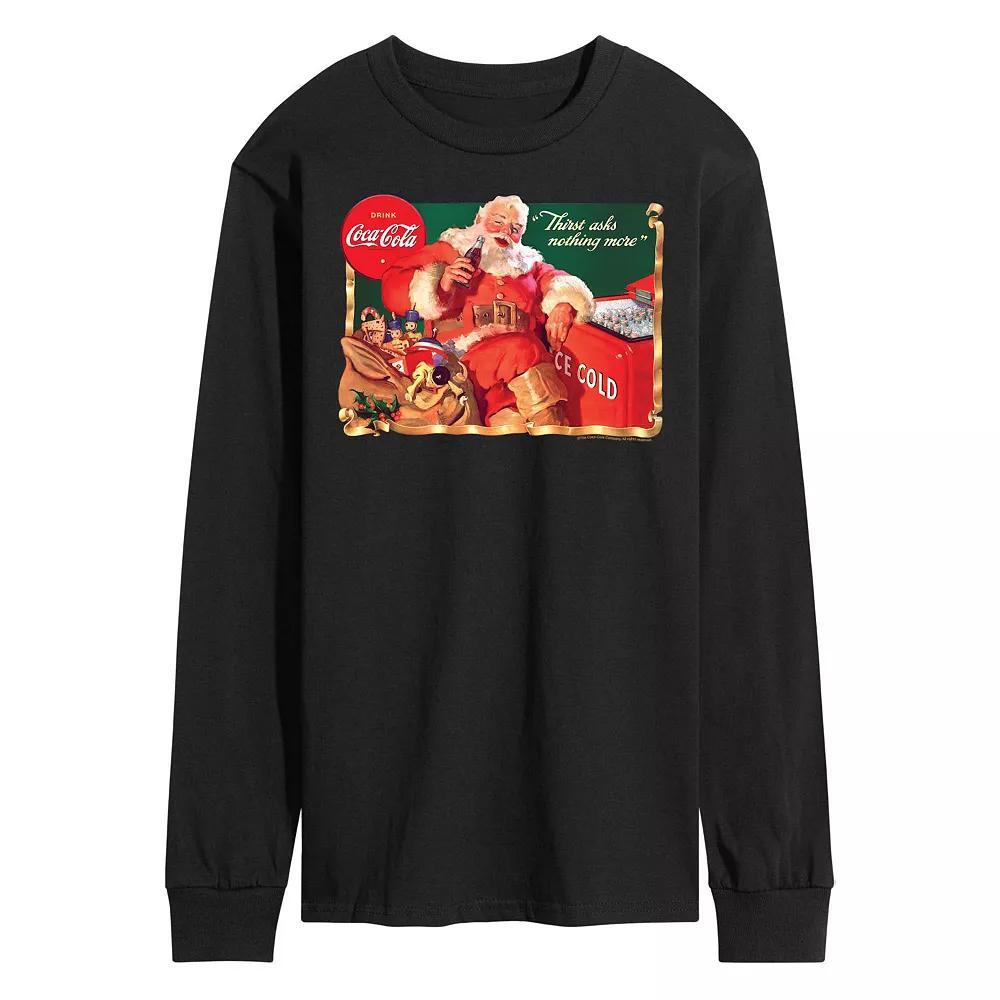 Men's CocaCola Vintage Santa Long Sleeve Graphic Tee,  Product Image