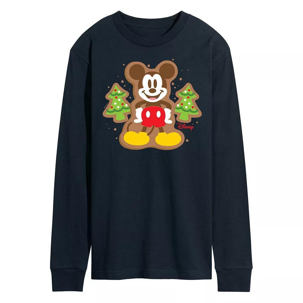 Disney's Mickey Mouse Men's Cookie Long Sleeve Graphic Tee, Size: XL, Blue Product Image