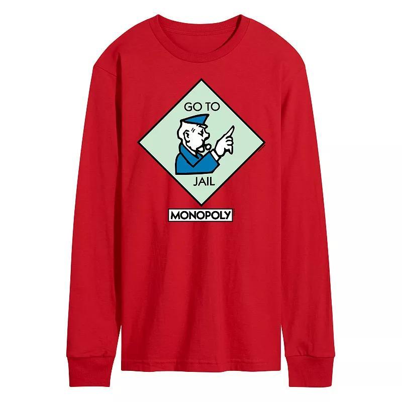 Men's Monopoly Go To Jail Square Long Sleeve Graphic Tee,  Product Image