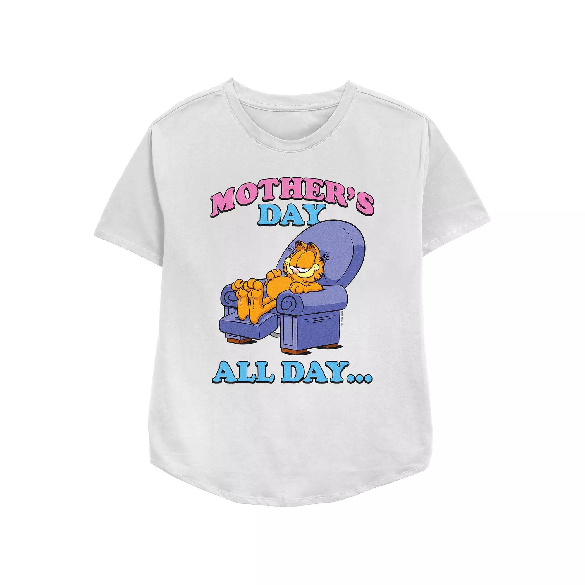 Women's Garfield Moether's Day All Day Relaxed Fit Graphic Tee, Size: Small, White Product Image