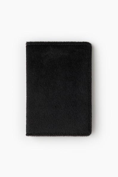 Fuzzy-Detail Leather Passport Cover Product Image