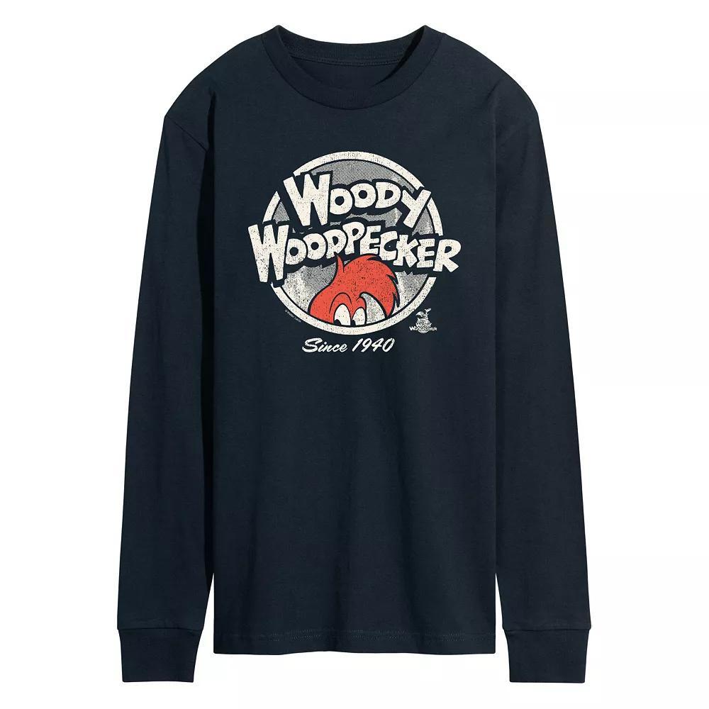 Men's Woody Woodpecker Vintage Logo Long Sleeve Graphic Tee,  Product Image