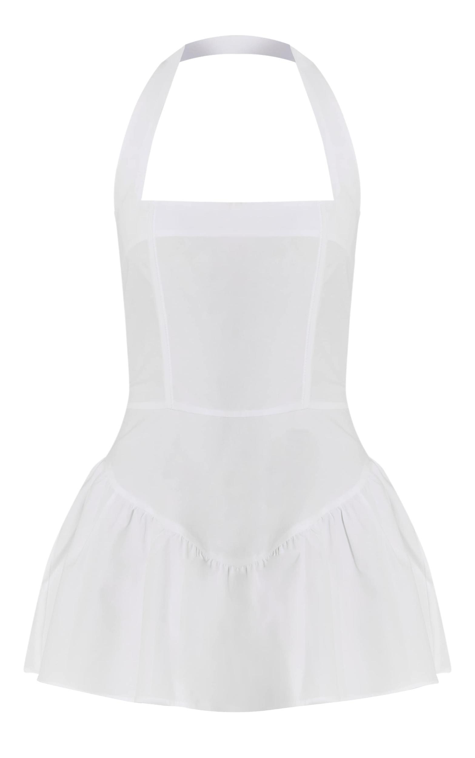 White Halter Neck Drop Waist Floaty Romper Product Image