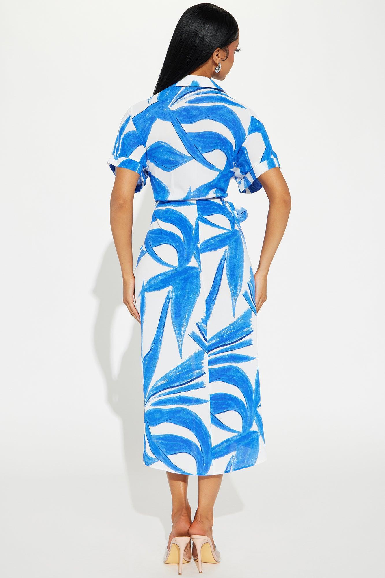 Paradise Challis Midi Dress - Blue/combo Product Image