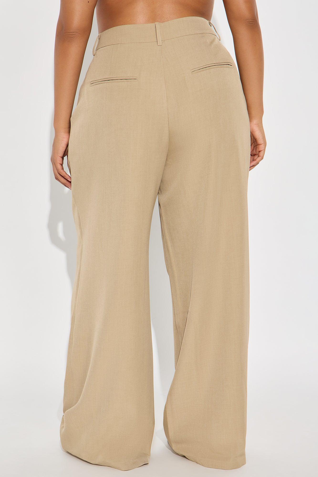 Alena Crepe Wide Leg Trouser Pant - Beige Female Product Image
