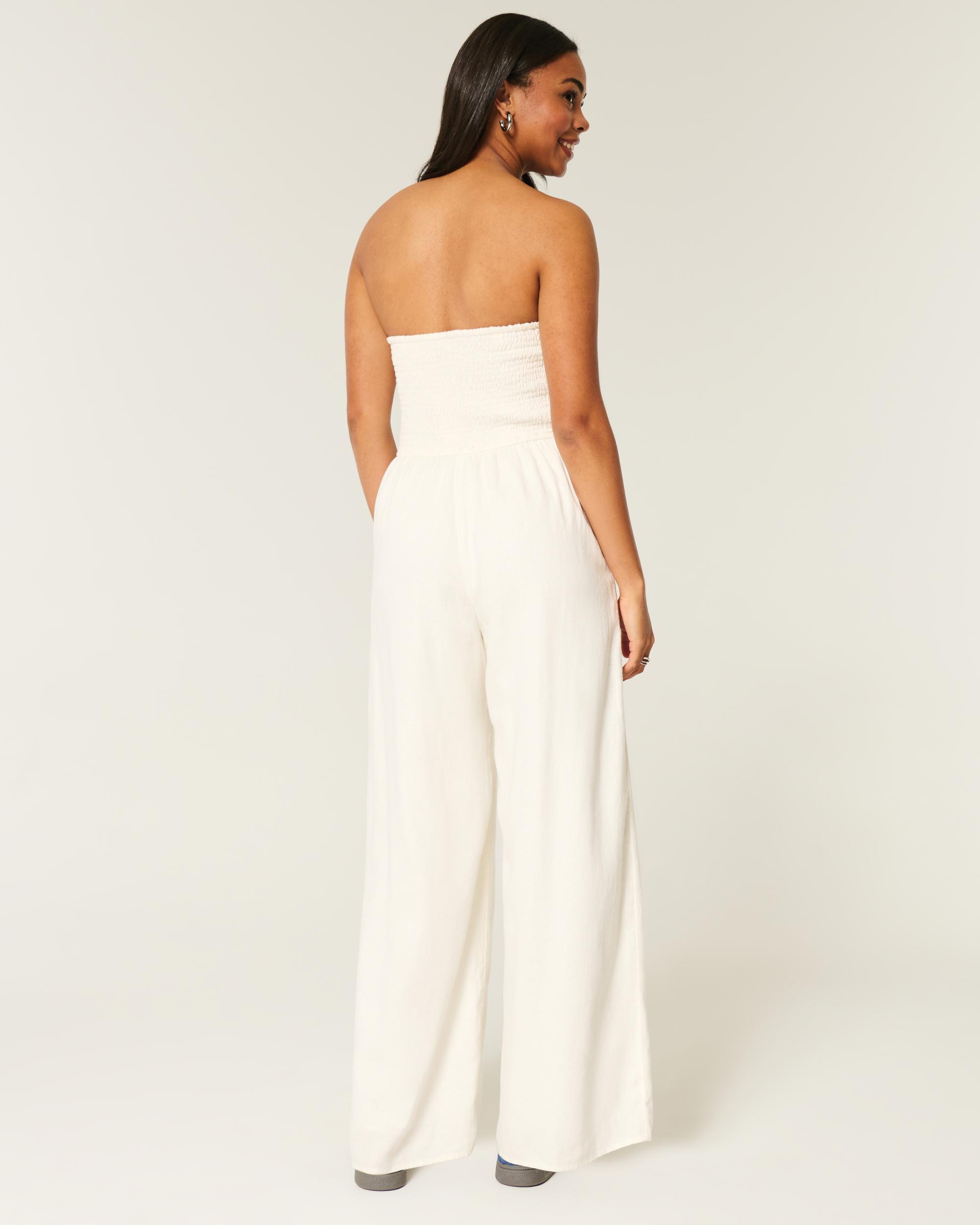 Linen-Blend Strapless Jumpsuit Product Image