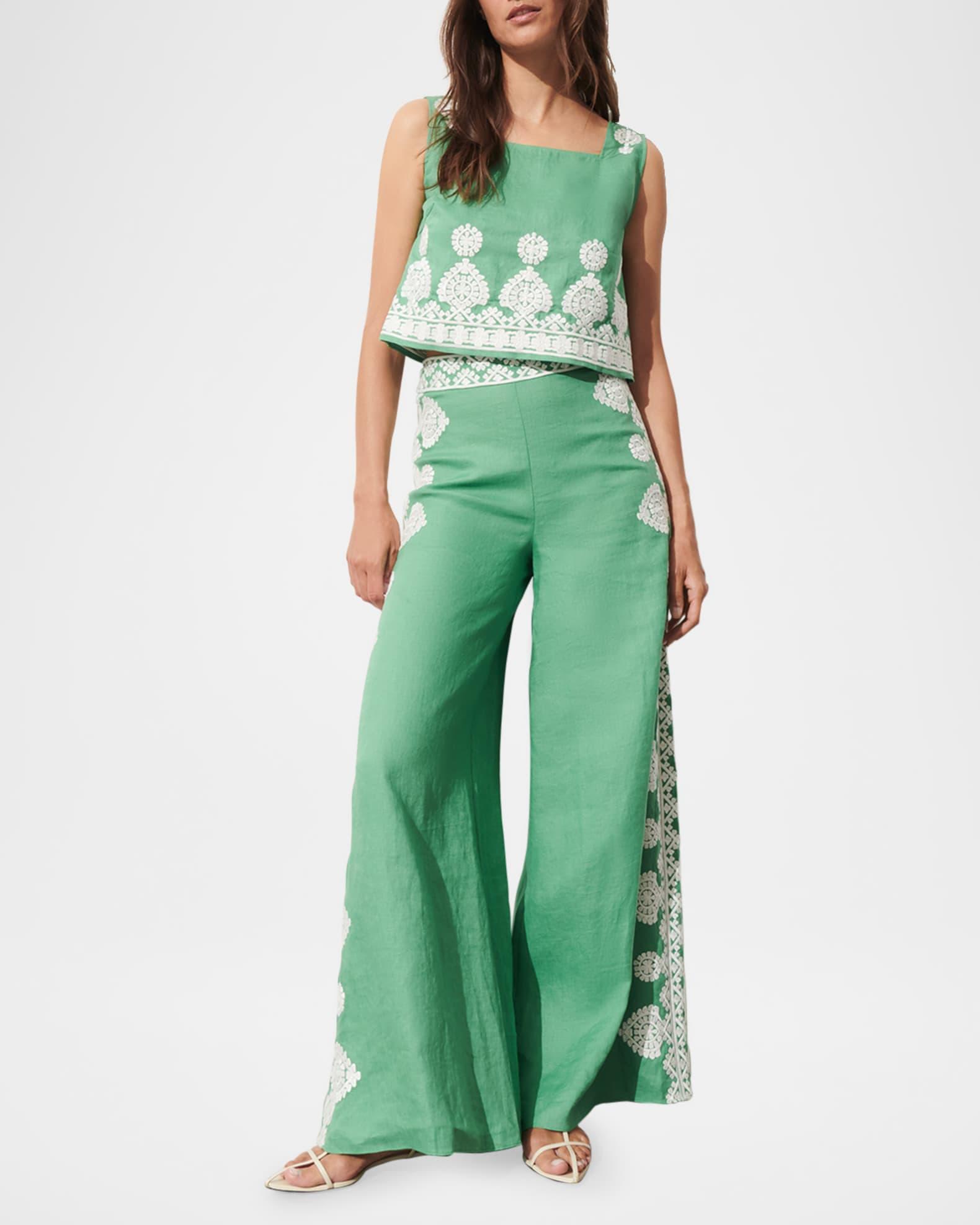 Isabelle Embroidered Linen Crop Top Product Image