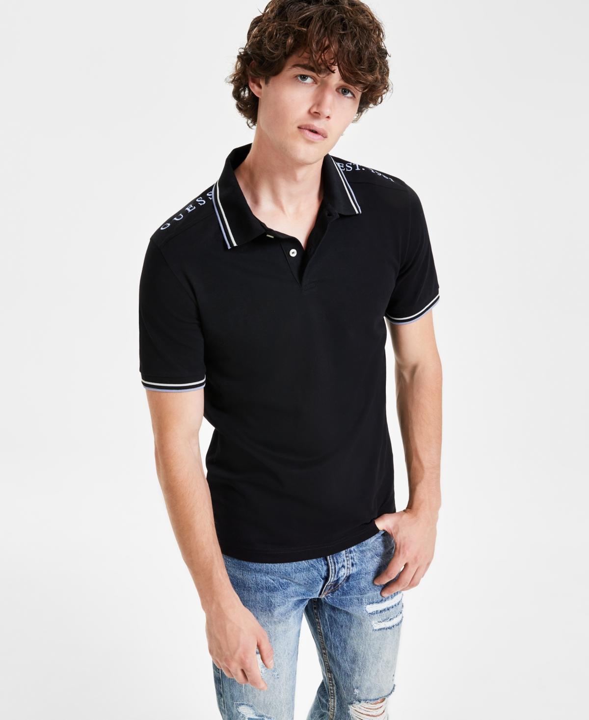 Guess Mens Lyle Tipped Logo Embroidered Polo Shirt Product Image