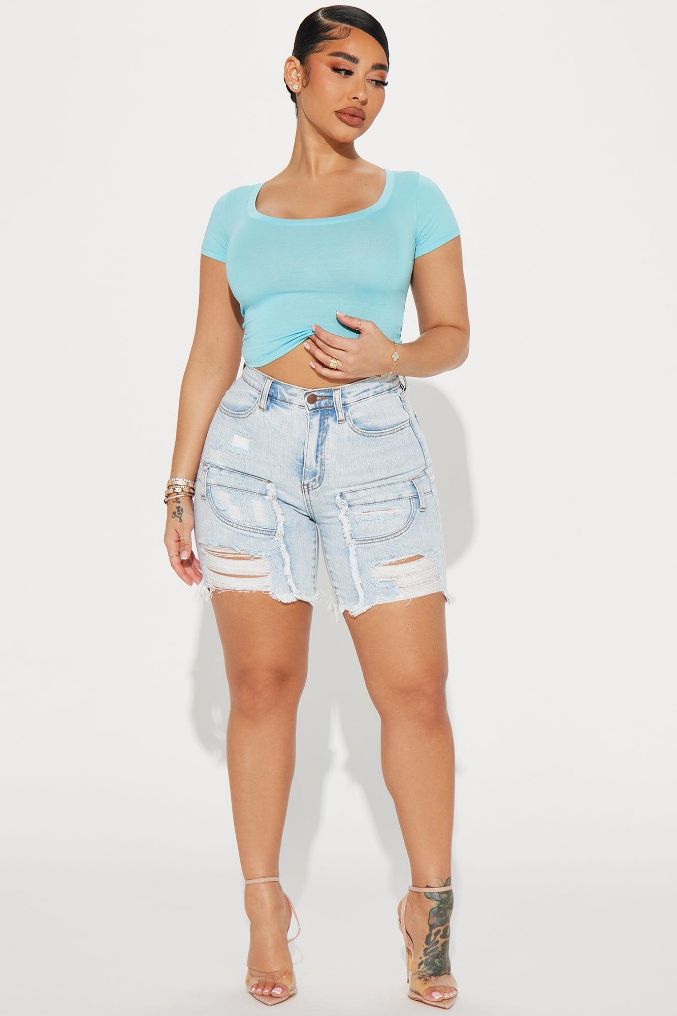 Ally Short Sleeve Tee - Acid Wash Blue Product Image