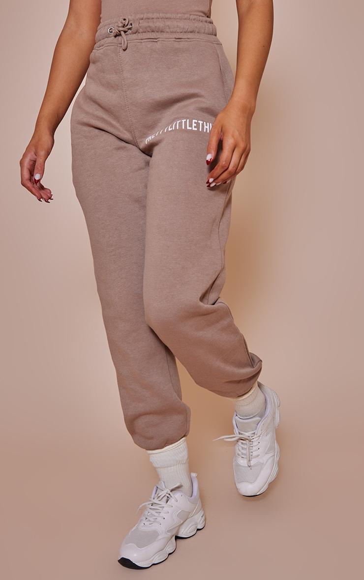 PRETTYLITTLETHING Toffee Logo High Waisted Cuffed Sweatpant Product Image
