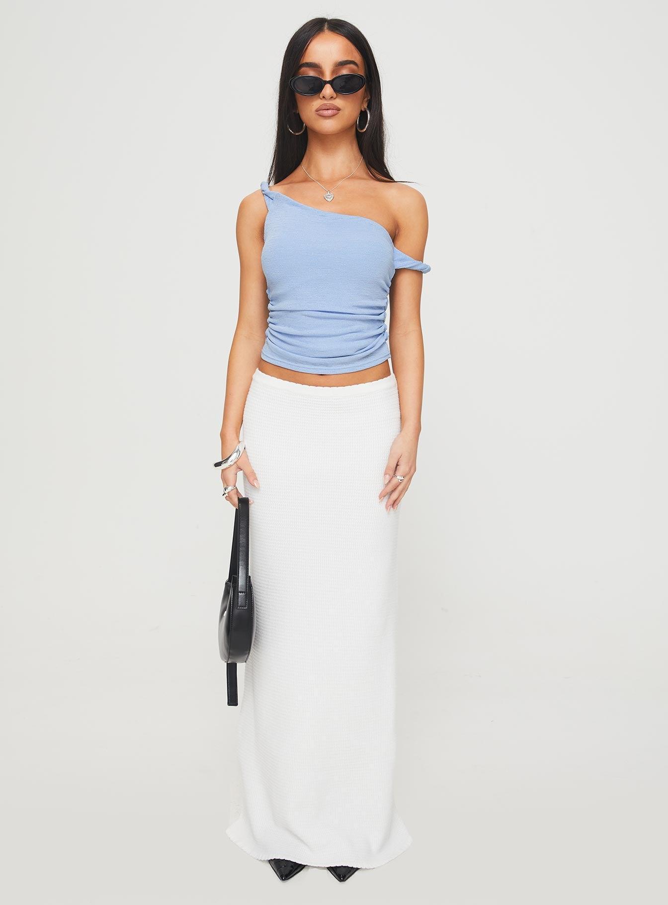 Messenger One Shoulder Top Blue Product Image
