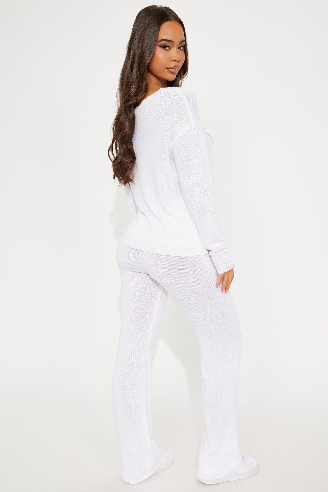 Lounging By The Beach Sweater Pant Set - Ivory Product Image