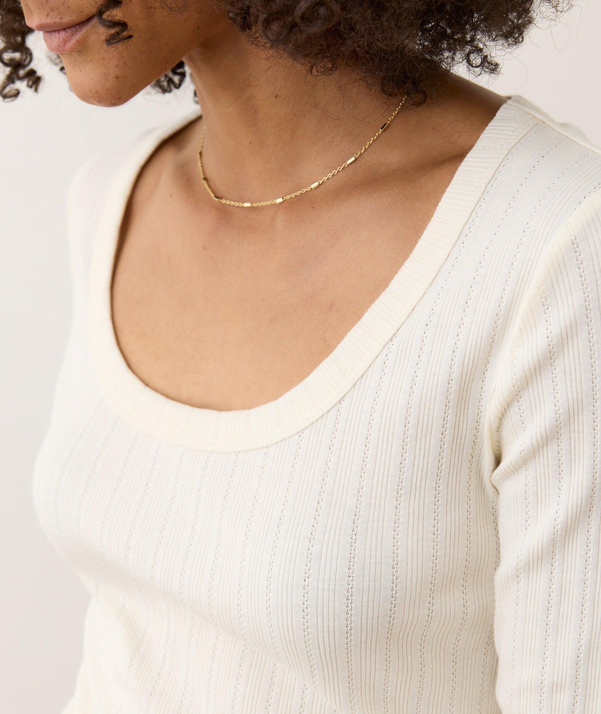 Lexi Rib Pointelle Longsleeve Scoop Tee Product Image