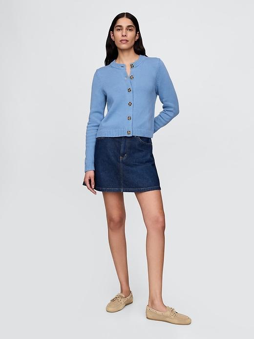 100% Cotton Crewneck Cardigan Product Image