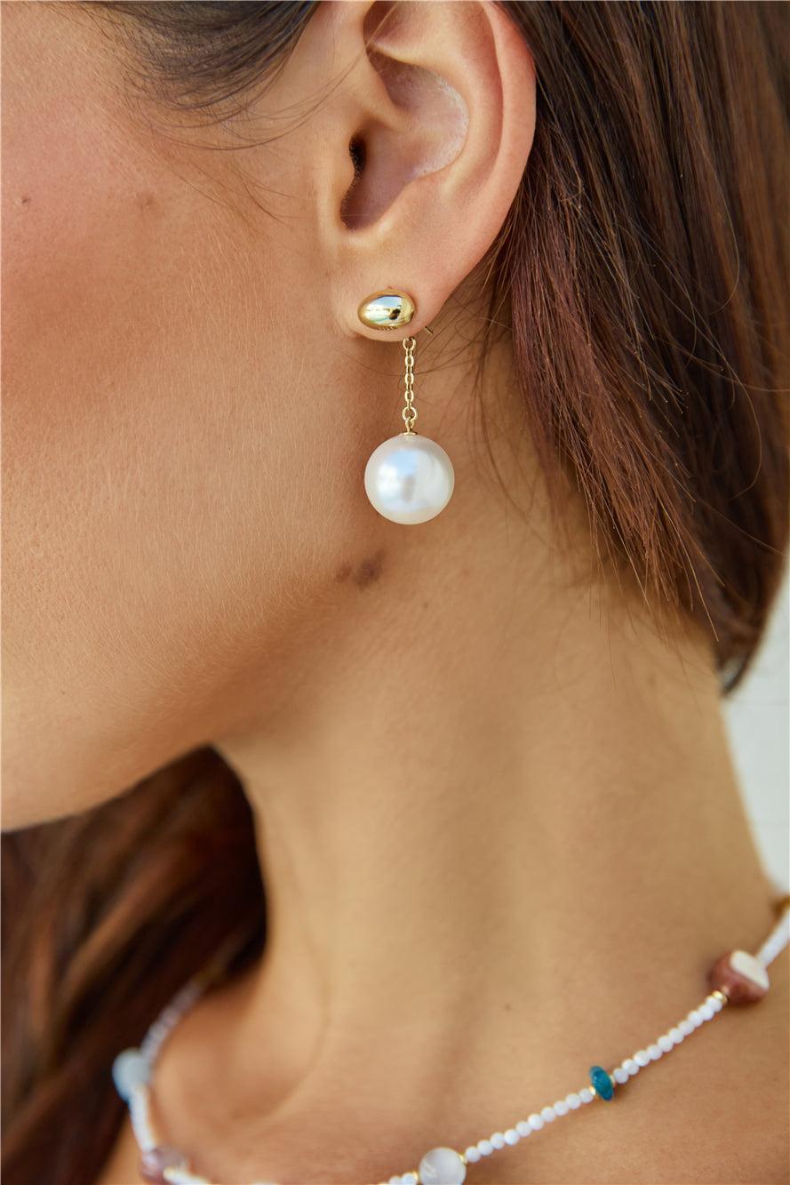 18k Gold Plated Pearl Drop Earrings Gold Product Image