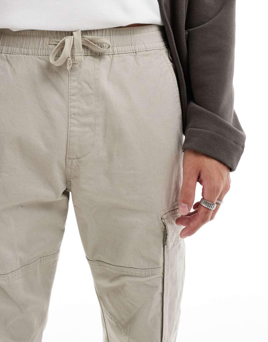Pull&Bear cargo pants in stone Product Image