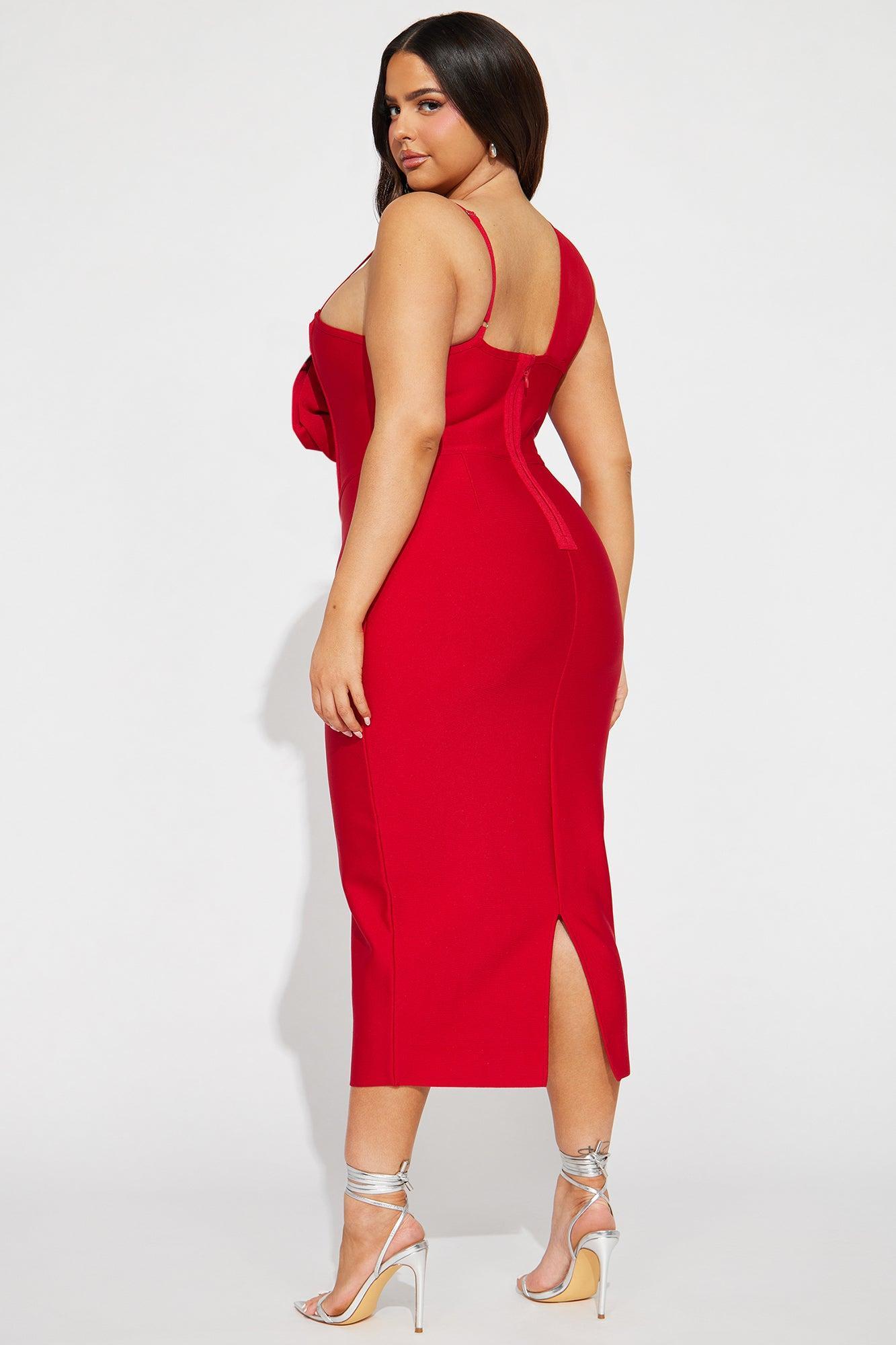 Mary Bandage Midi Dress - Red Product Image