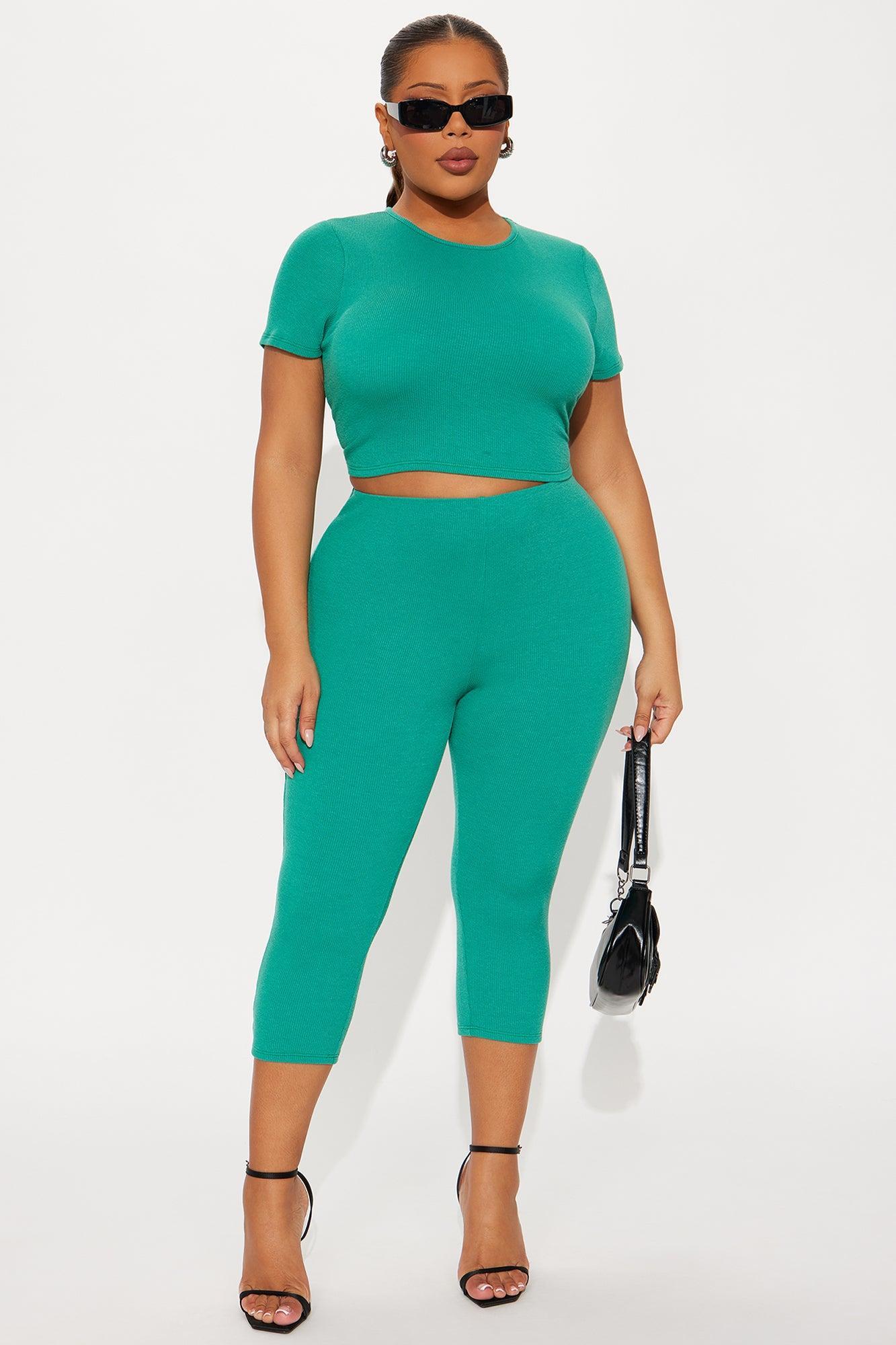 Callie Ribbed Capri Set - Green Product Image