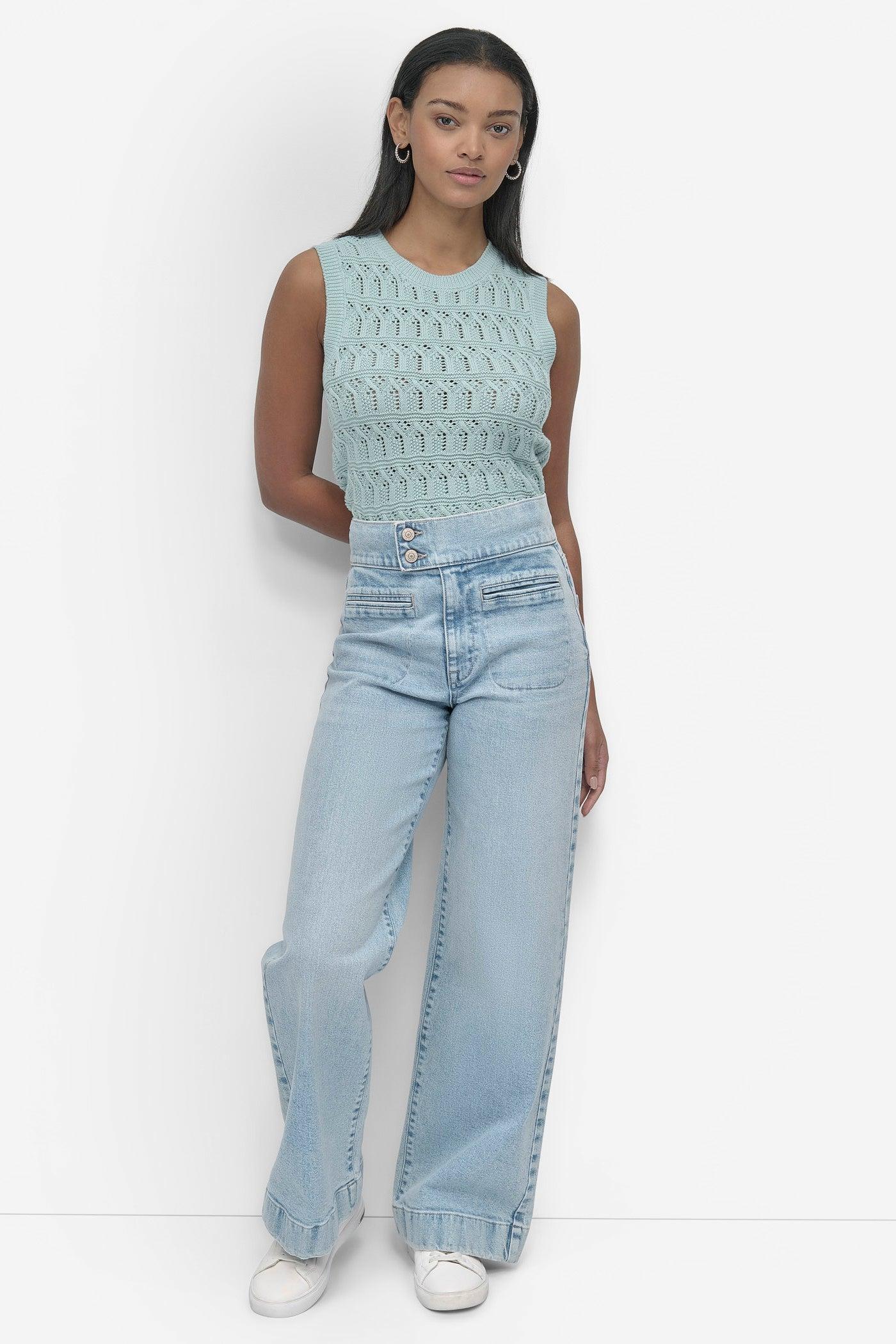 HIGH Rise Length DOUBLE BUTTON TAB WIDE LEG Product Image