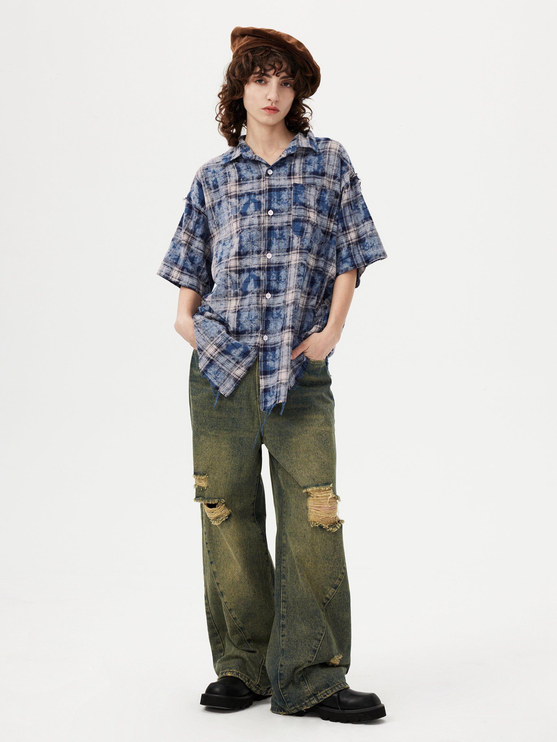 Aelfric Eden Tie Dye Plaid Shirt Product Image