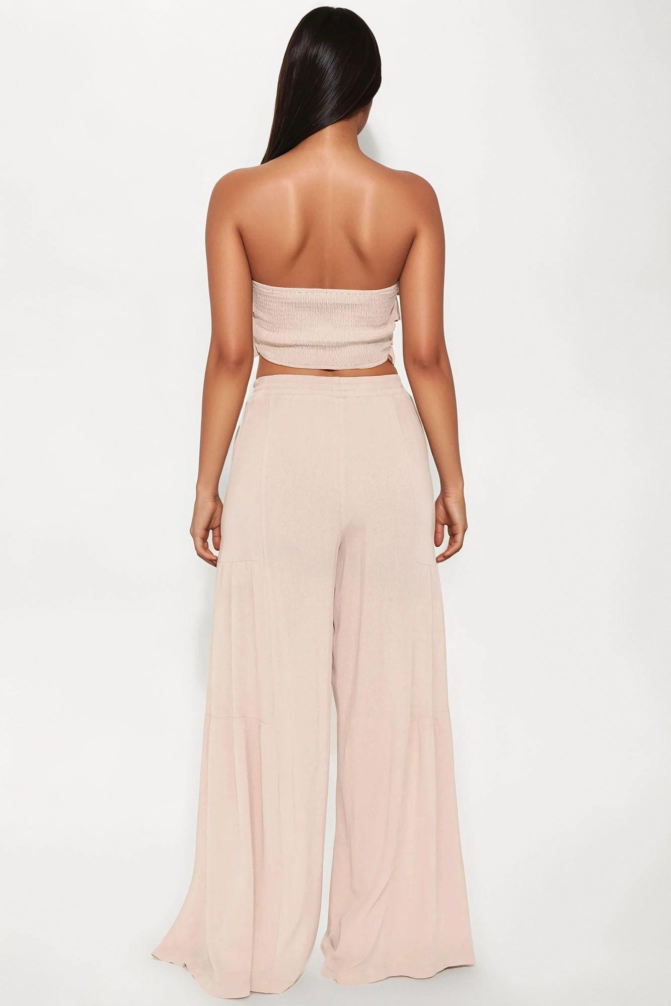 Aurora Ruffle Wide Leg Pant Set - Taupe Product Image