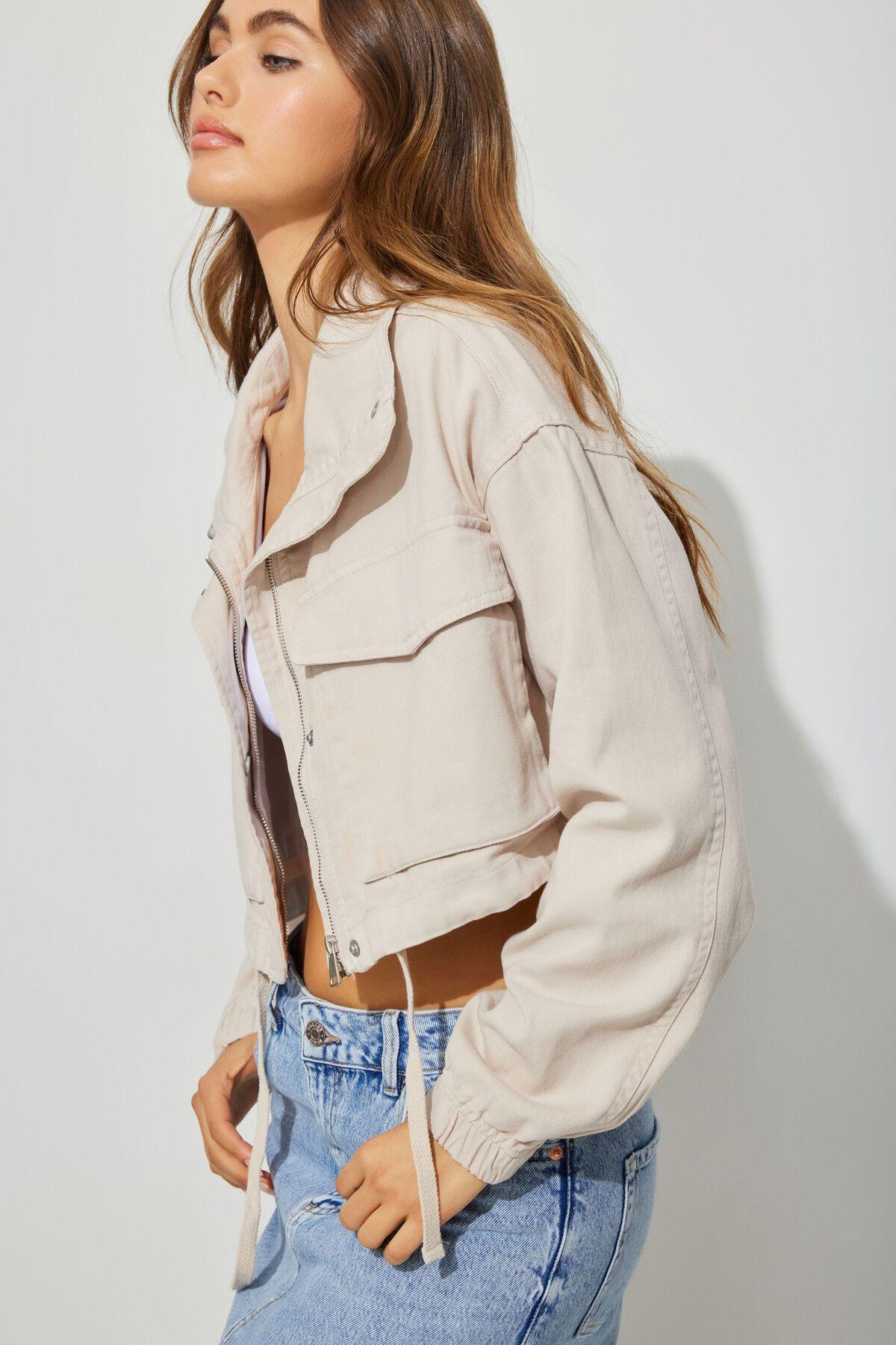 Cropped Utility Denim Jacket Product Image