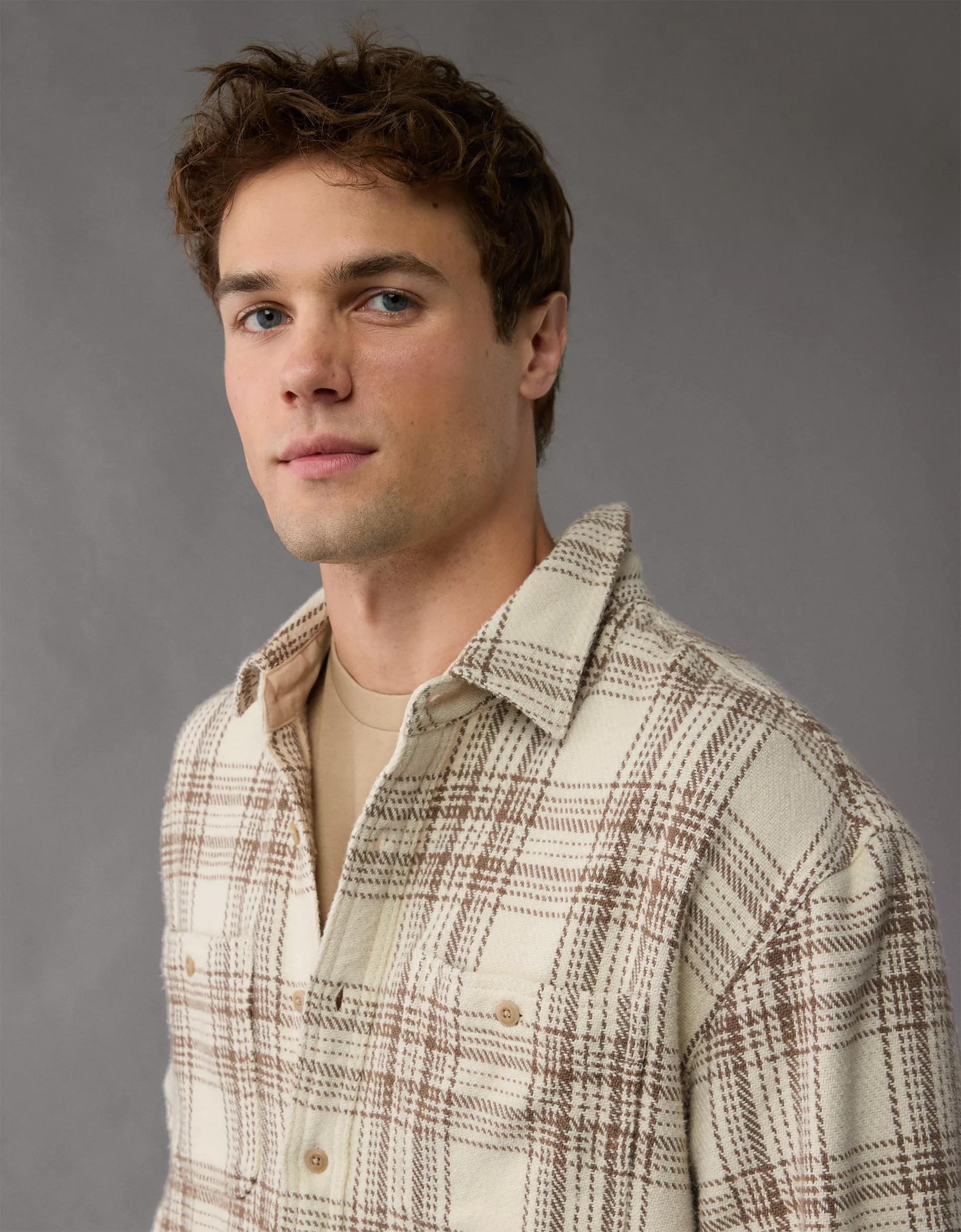 AE Textured Flannel Shirt Product Image