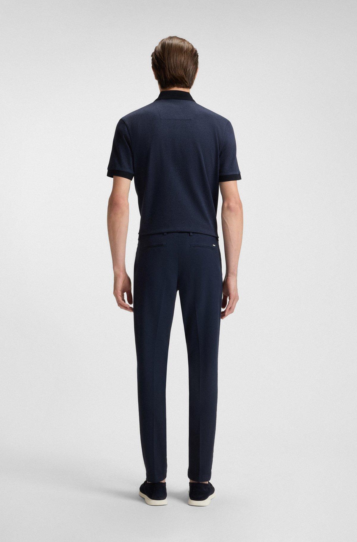 Micro-pattern polo shirt in mercerised cotton Product Image