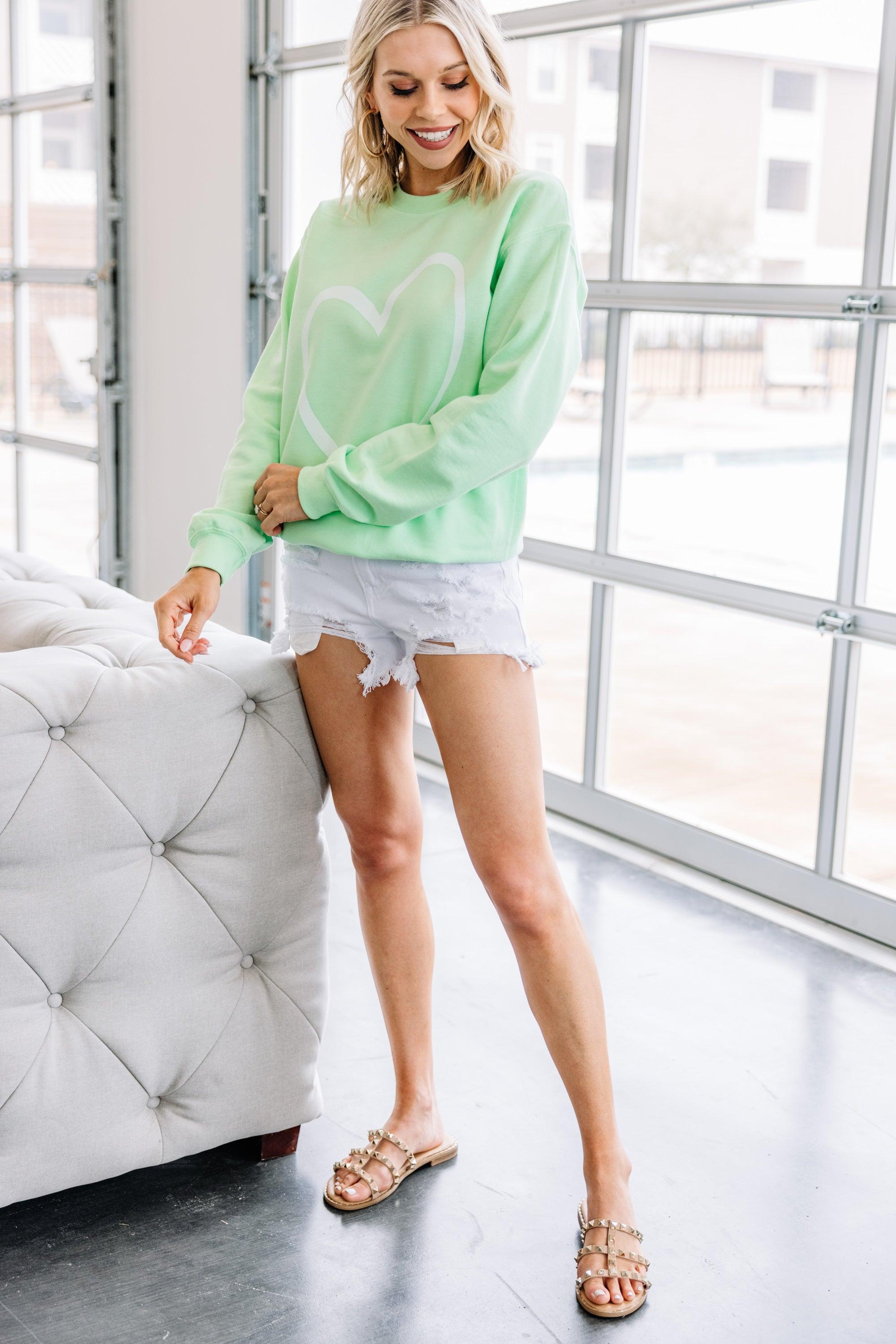 All The Love To Give Mint Green Graphic Sweatshirt Female Product Image