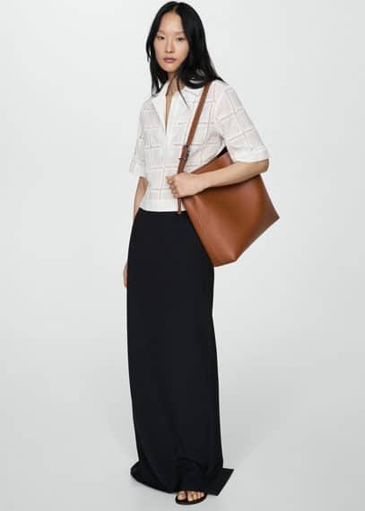 Short handle shopper bag - Women | MANGO USA Product Image