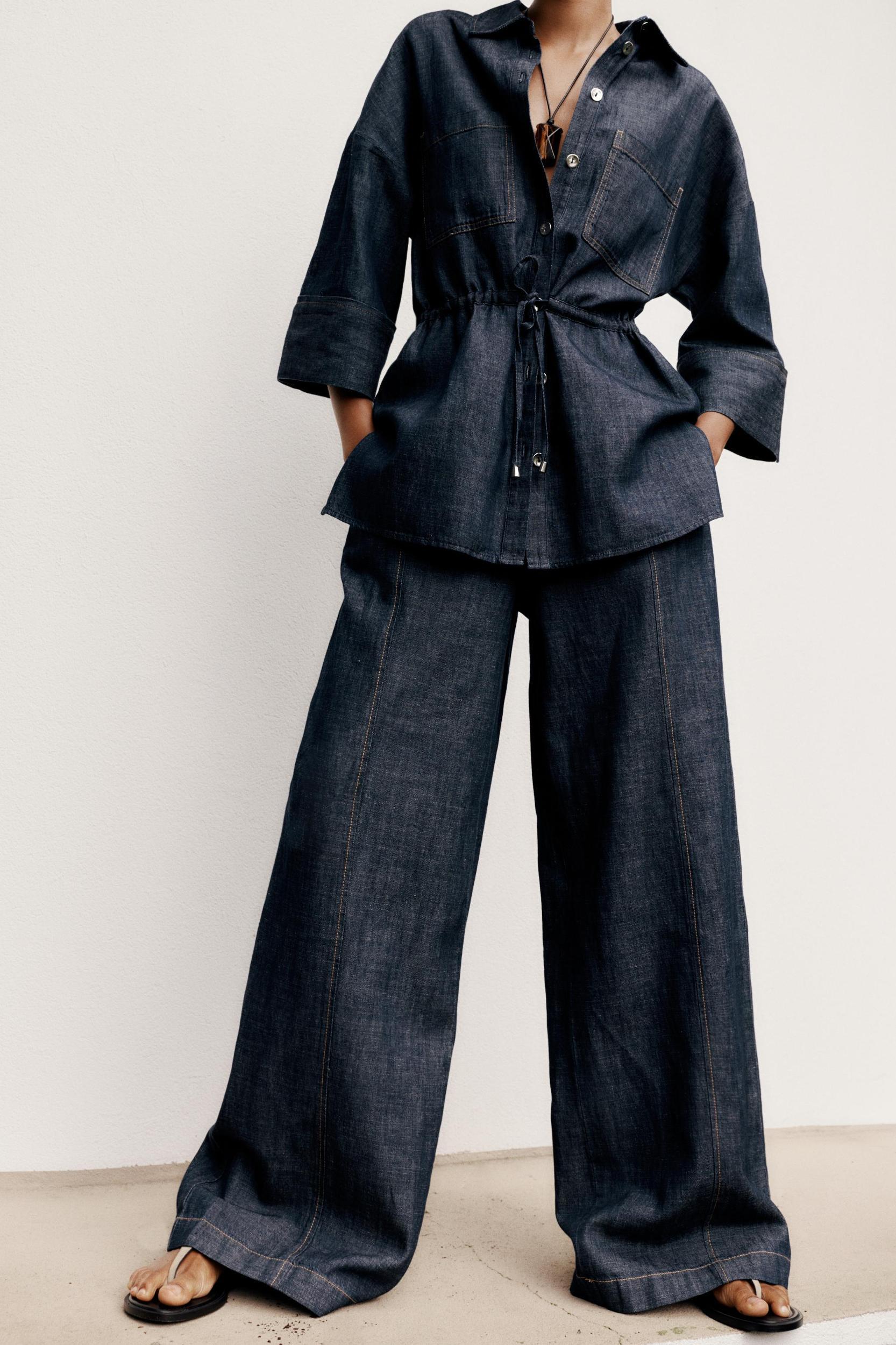 WIDE LEG LINEN PANTS Product Image