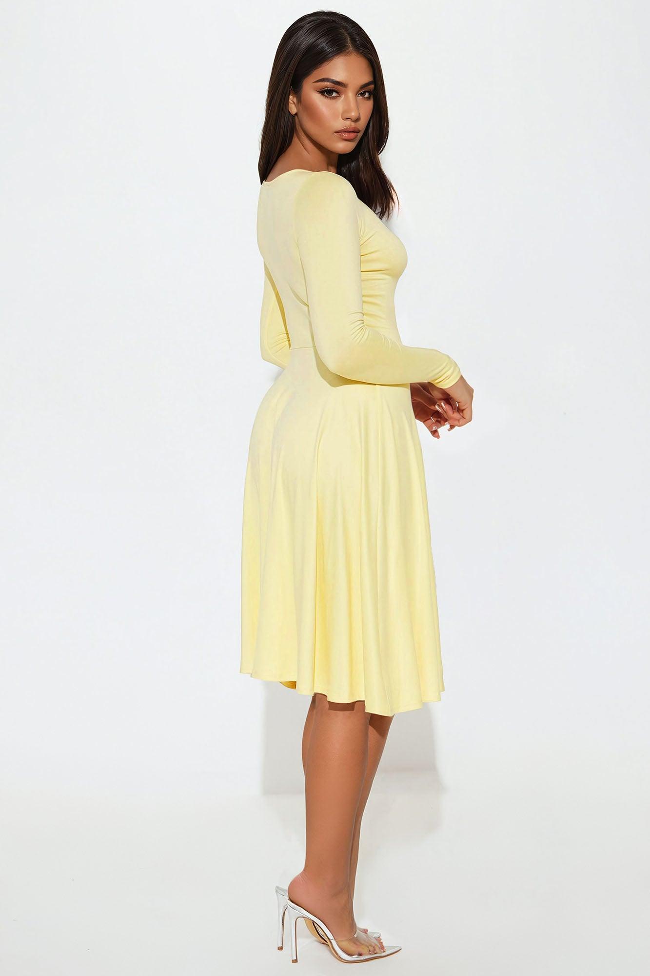 Keona Long Sleeve Mini Dress - Butter Yellow Product Image