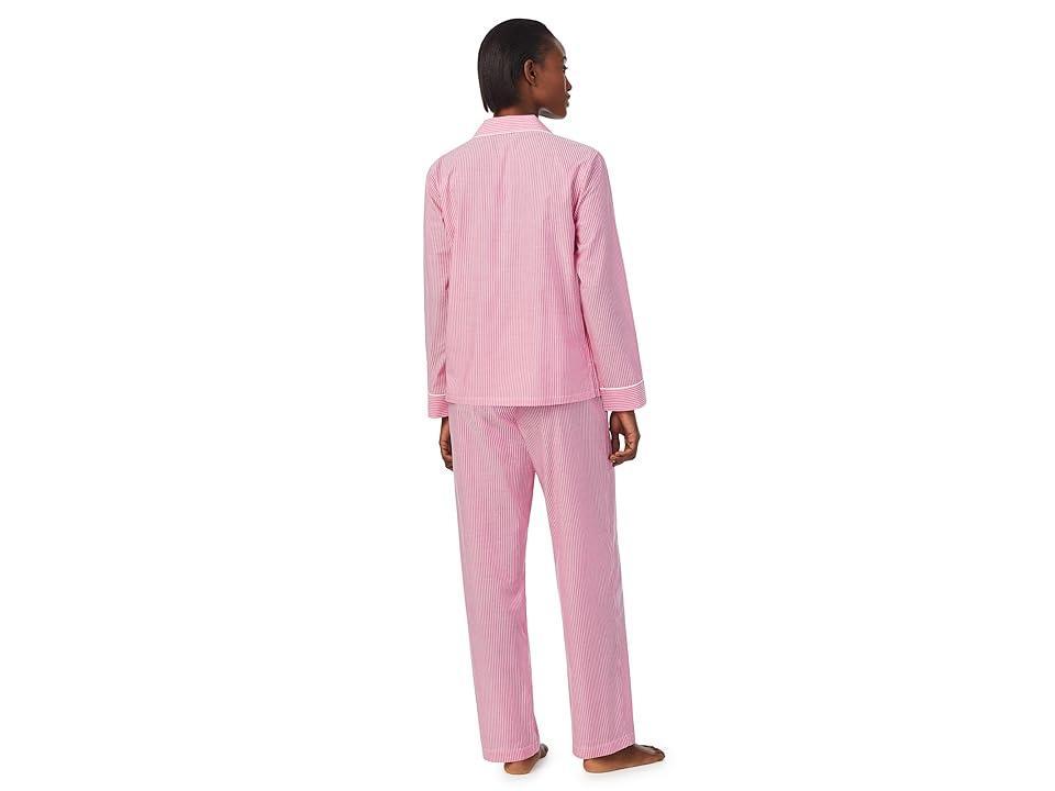 Lauren Ralph Lauren Long Sleeve Notch Collar PJ Set Stripe) Women's Pajama Sets Product Image