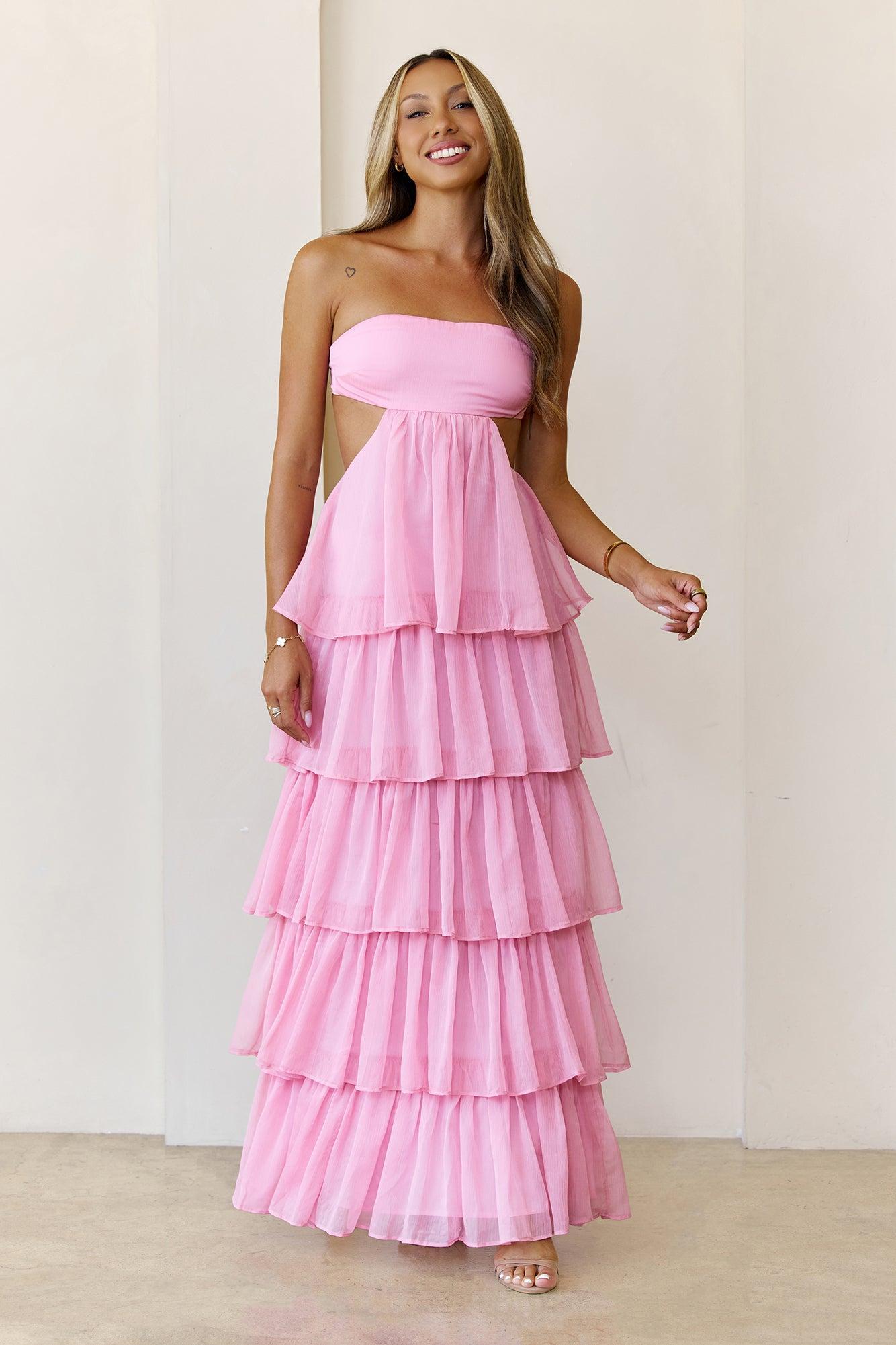 Luxe Mode Strapless Maxi Dress Pink Product Image