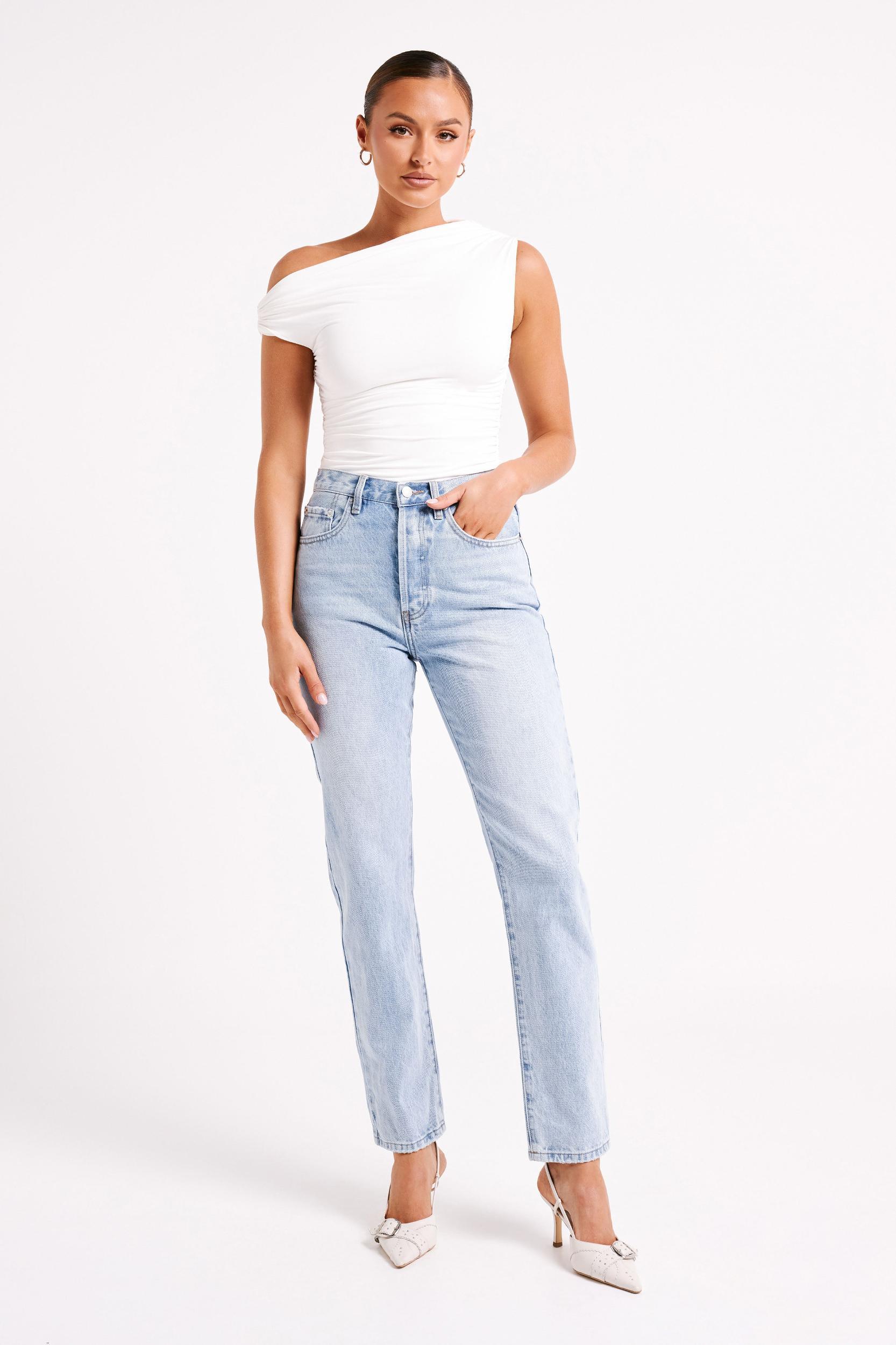 Alayna Recycled Nylon Ruched Top - White Product Image