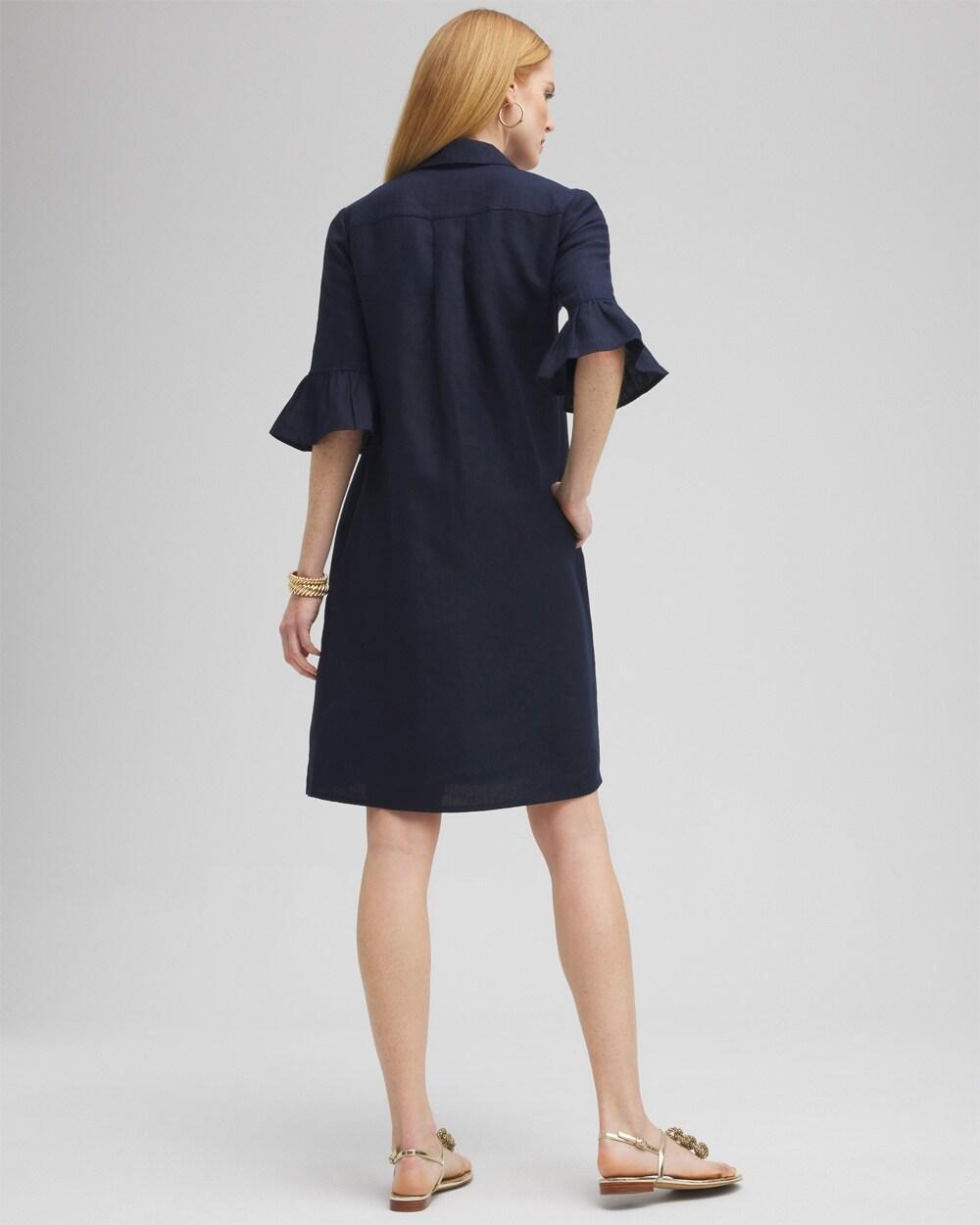 Linen Fluted Sleeve Dress Product Image