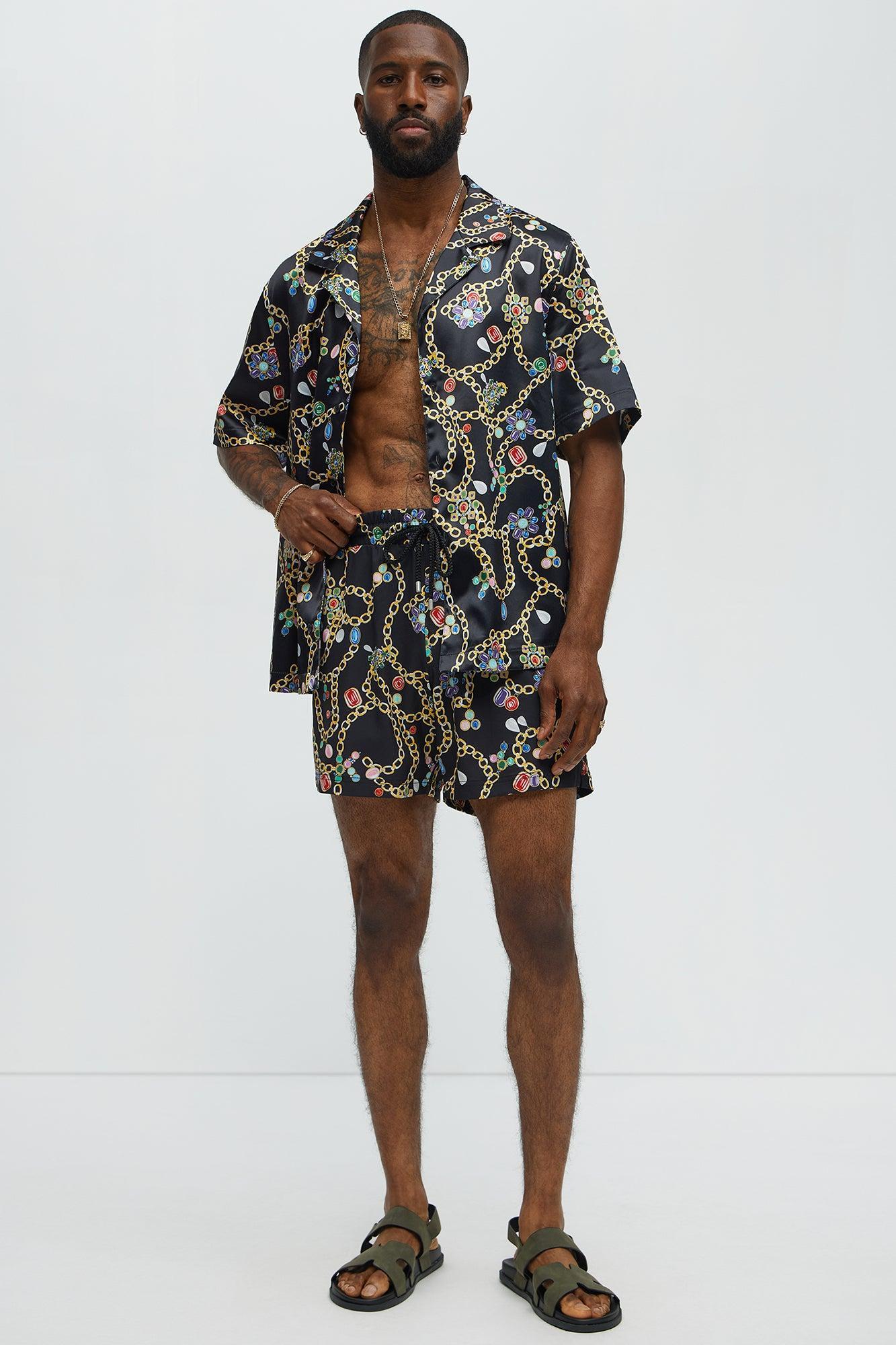 Tidal Jewels Printed Swim Mid Trunk - Black/combo Product Image