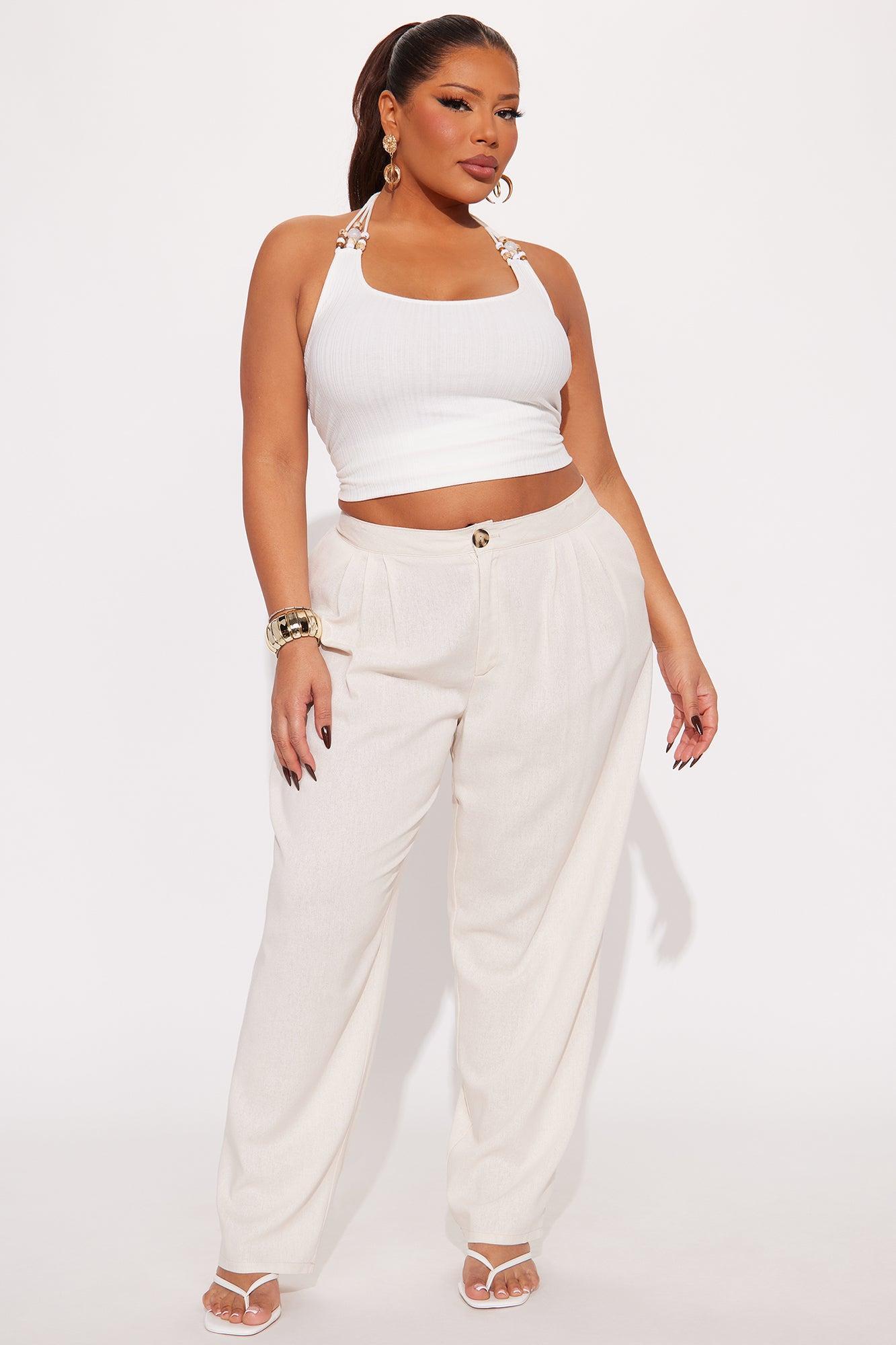 Aliza Wide Leg Linen Trouser - Tan Product Image