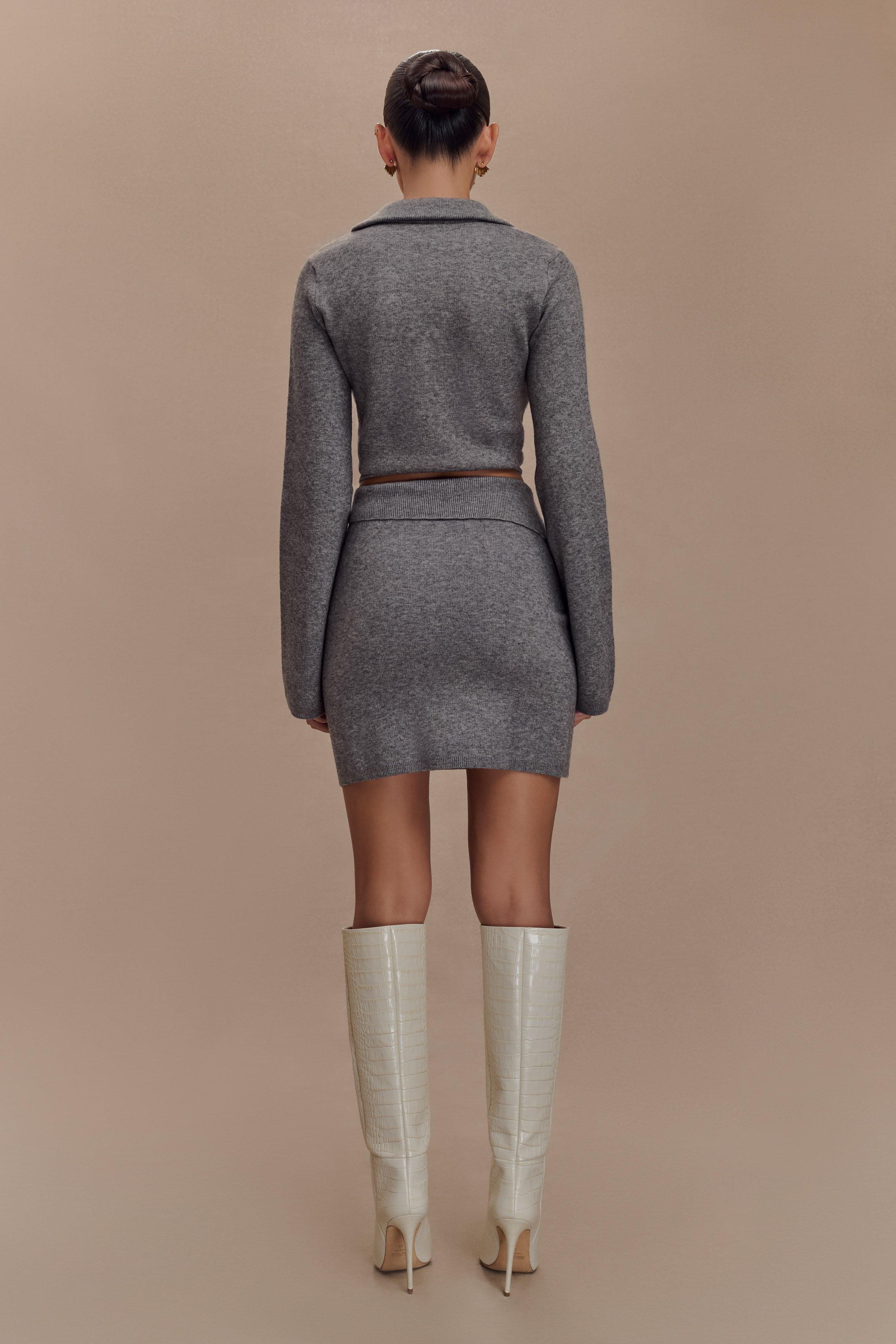 Annabelle Knit Mini Skirt - Charcoal Product Image