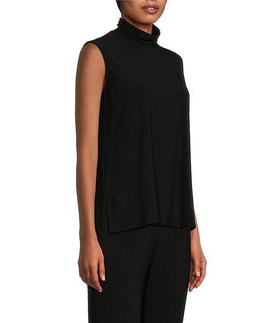 Caroline Rose Stretch Knit Jersey Mock Neck Sleeveless Tank Top Product Image
