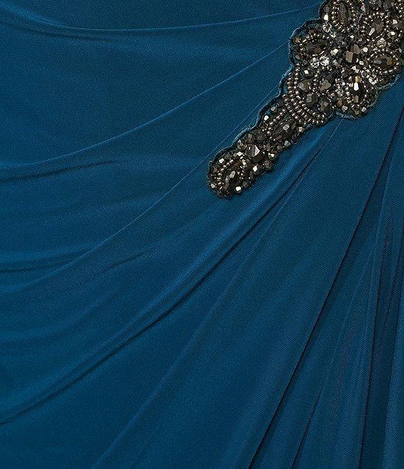 Alex Evenings Plus Size Sleeveless Off-The-Shoulder Fold Over Cuff Side Slit Gown Product Image