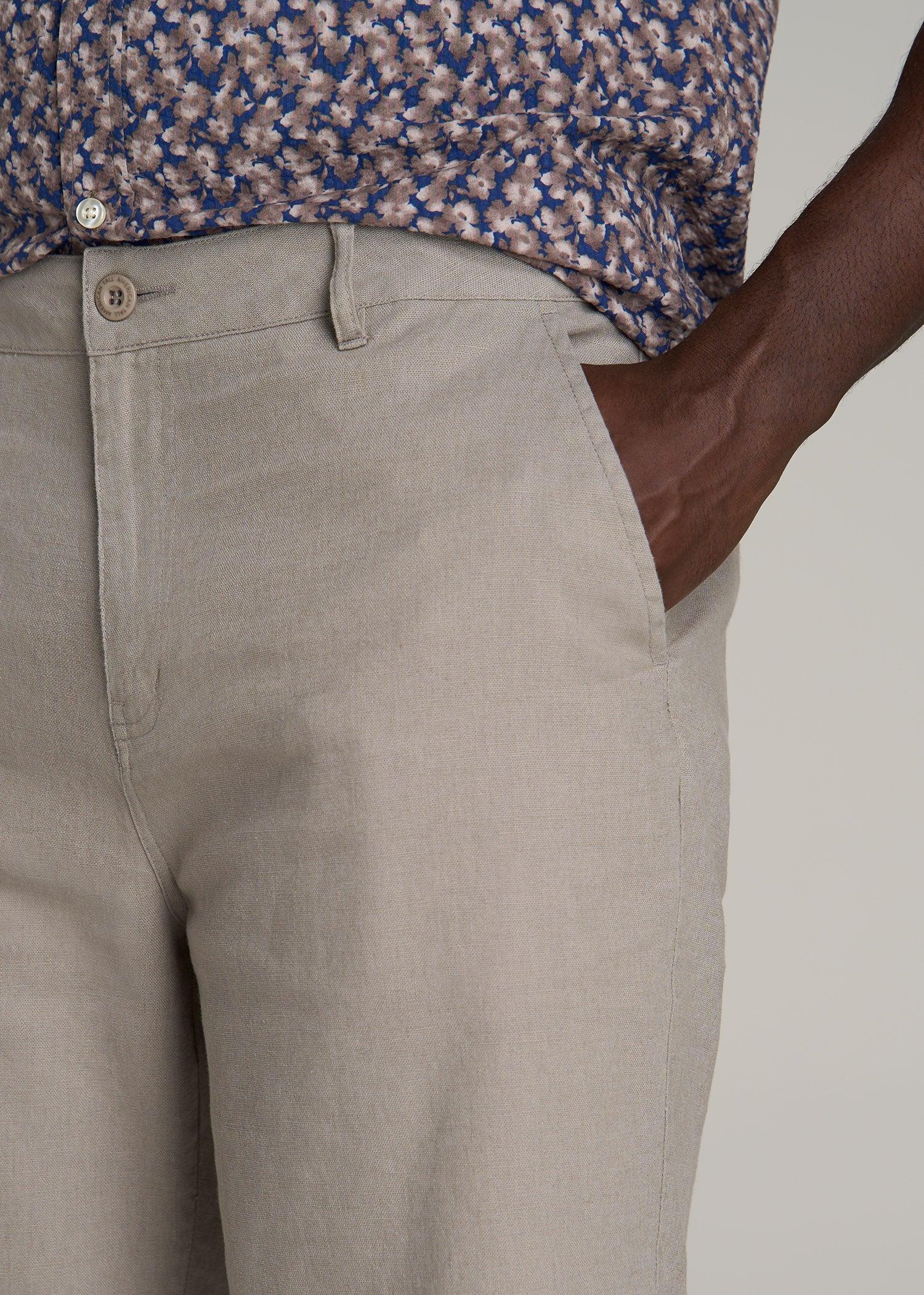 Linen Shorts For Tall Men in Burnt Orange Male Product Image