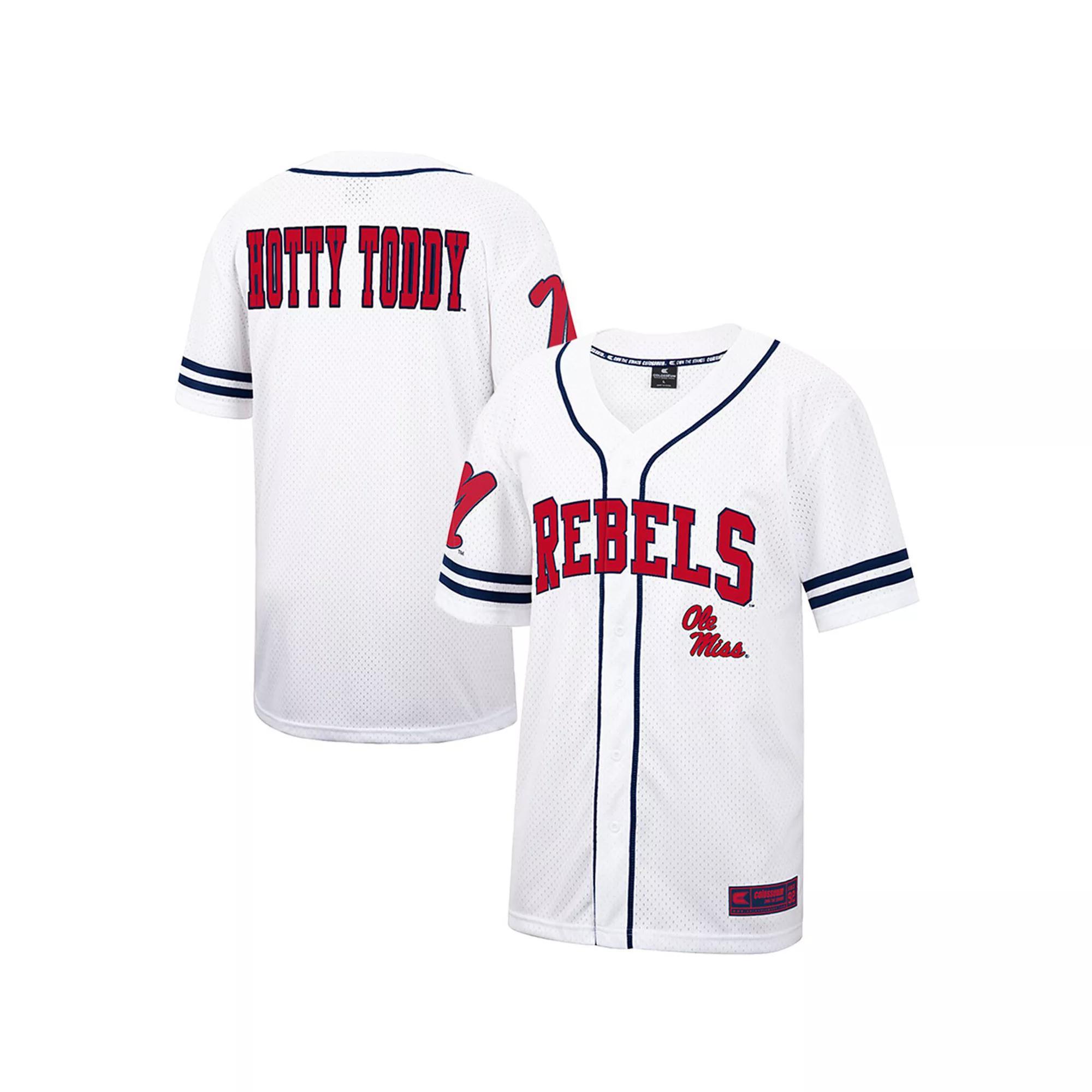 Men's Colosseum White/Navy Ole Miss Rebels Free Spirited Baseball Jersey, Size: 2XL Product Image