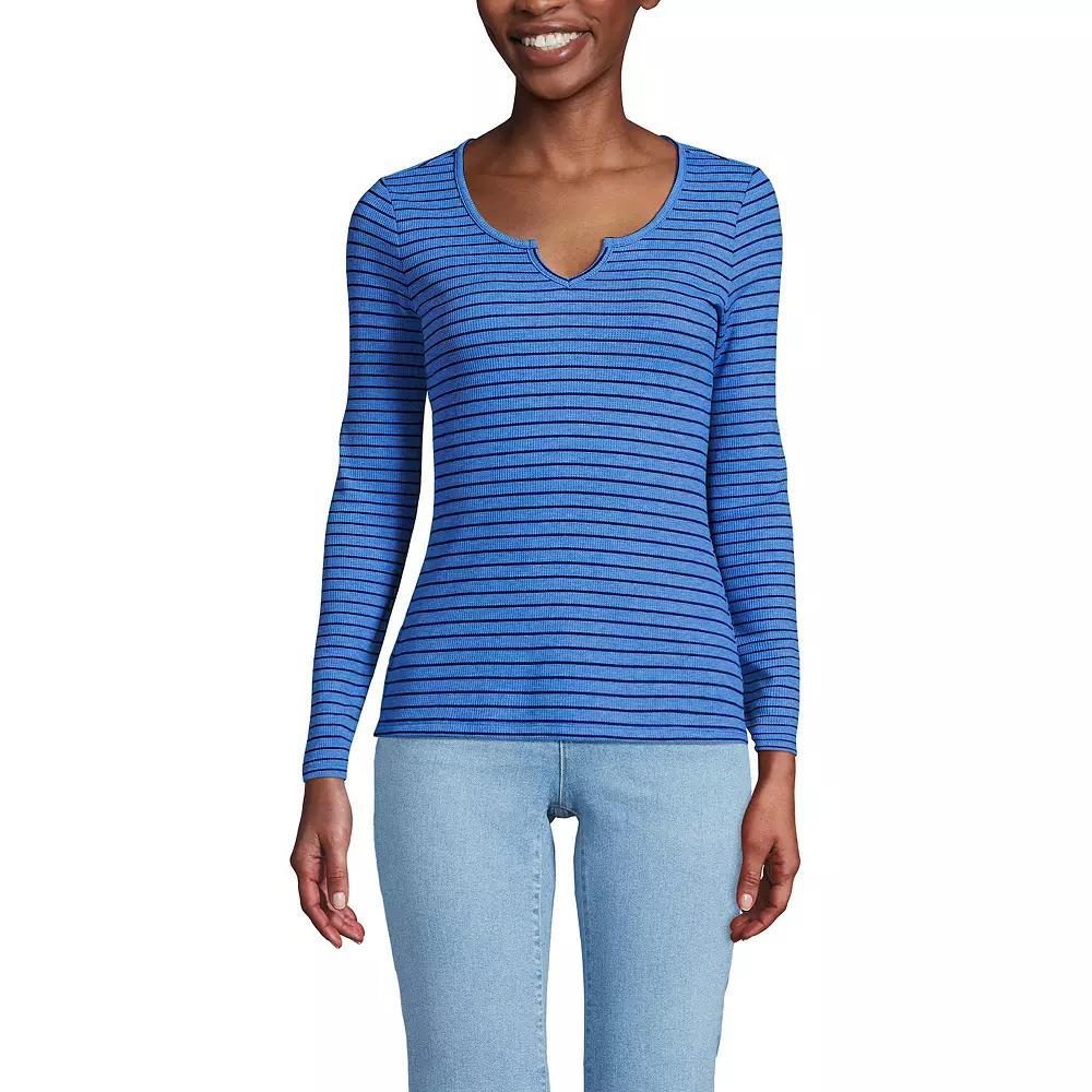 Women's Lands' End Waffle Notch Neck Top,  Product Image