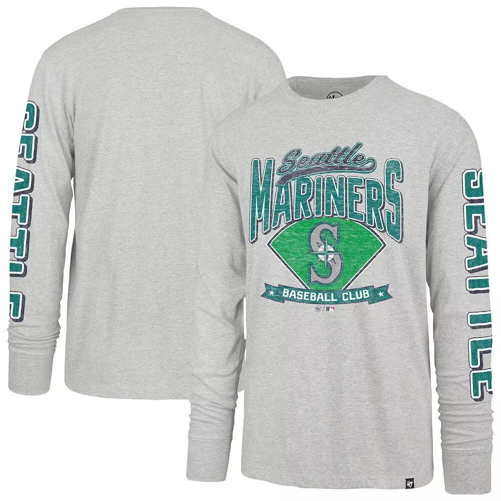 Men's '47 Gray Seattle Mariners Fair Ball Franklin Long Sleeve T-Shirt, Size: 2XL, Grey Product Image